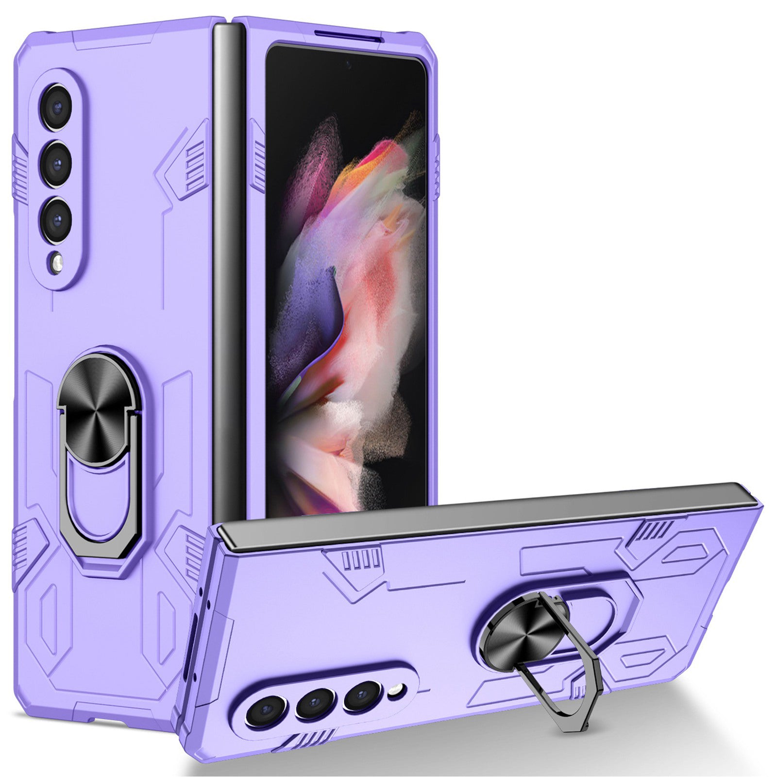 For Samsung Galaxy Z Fold3 5G Folding Phone Case PC+TPU Shockproof Kickstand Function Protective Cover