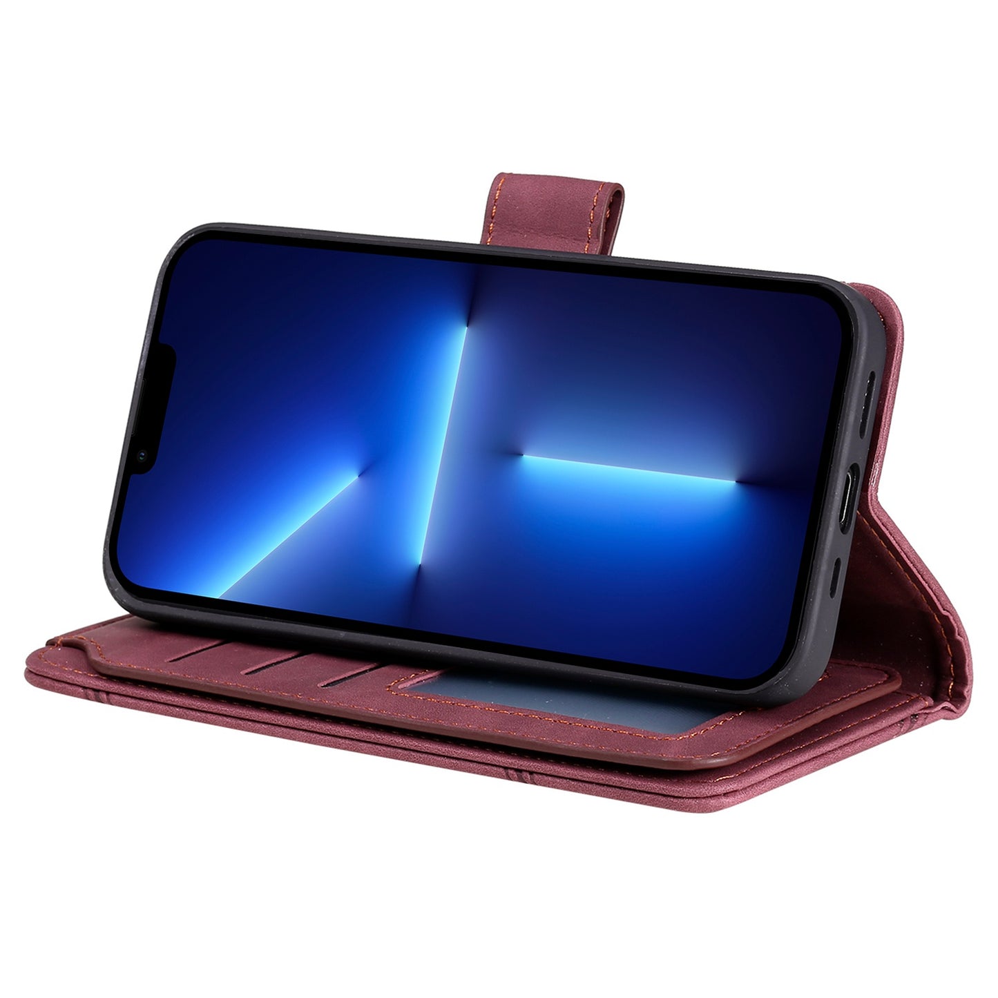 For iPhone 13 Pro 6.1 inch Drop Resistant Imprinted PU Leather Stand Cover with Multiple Card Slots and Cash Pocket