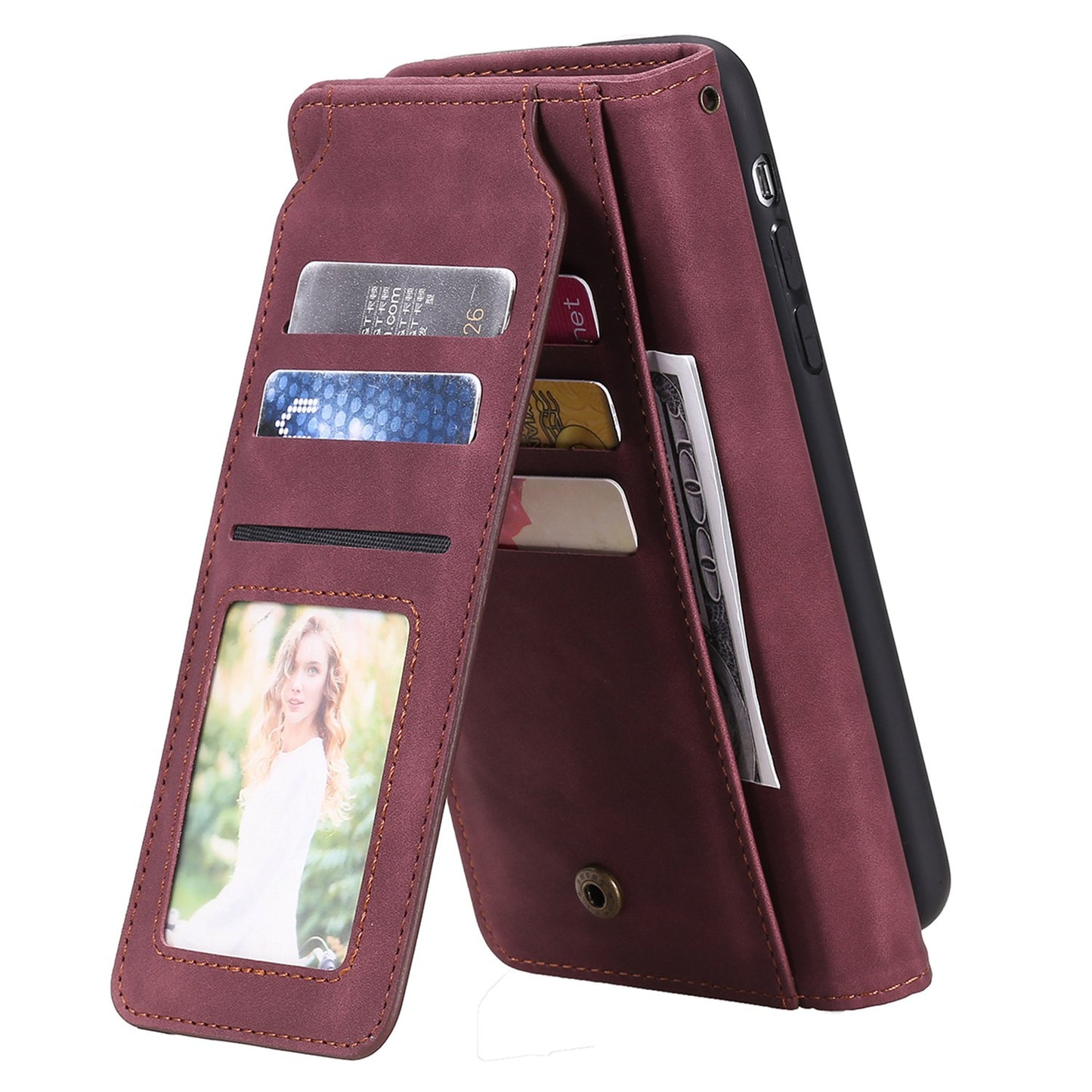 For iPhone 13 Pro 6.1 inch Drop Resistant Imprinted PU Leather Stand Cover with Multiple Card Slots and Cash Pocket