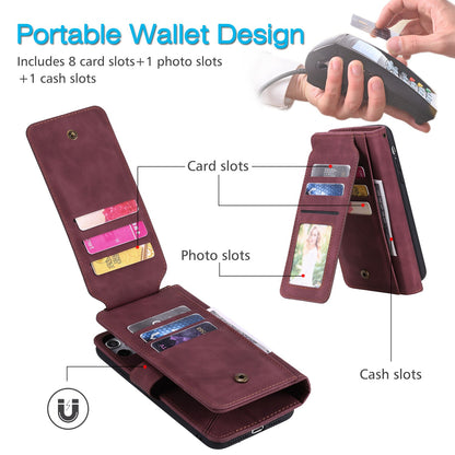 For iPhone 13 Pro 6.1 inch Drop Resistant Imprinted PU Leather Stand Cover with Multiple Card Slots and Cash Pocket