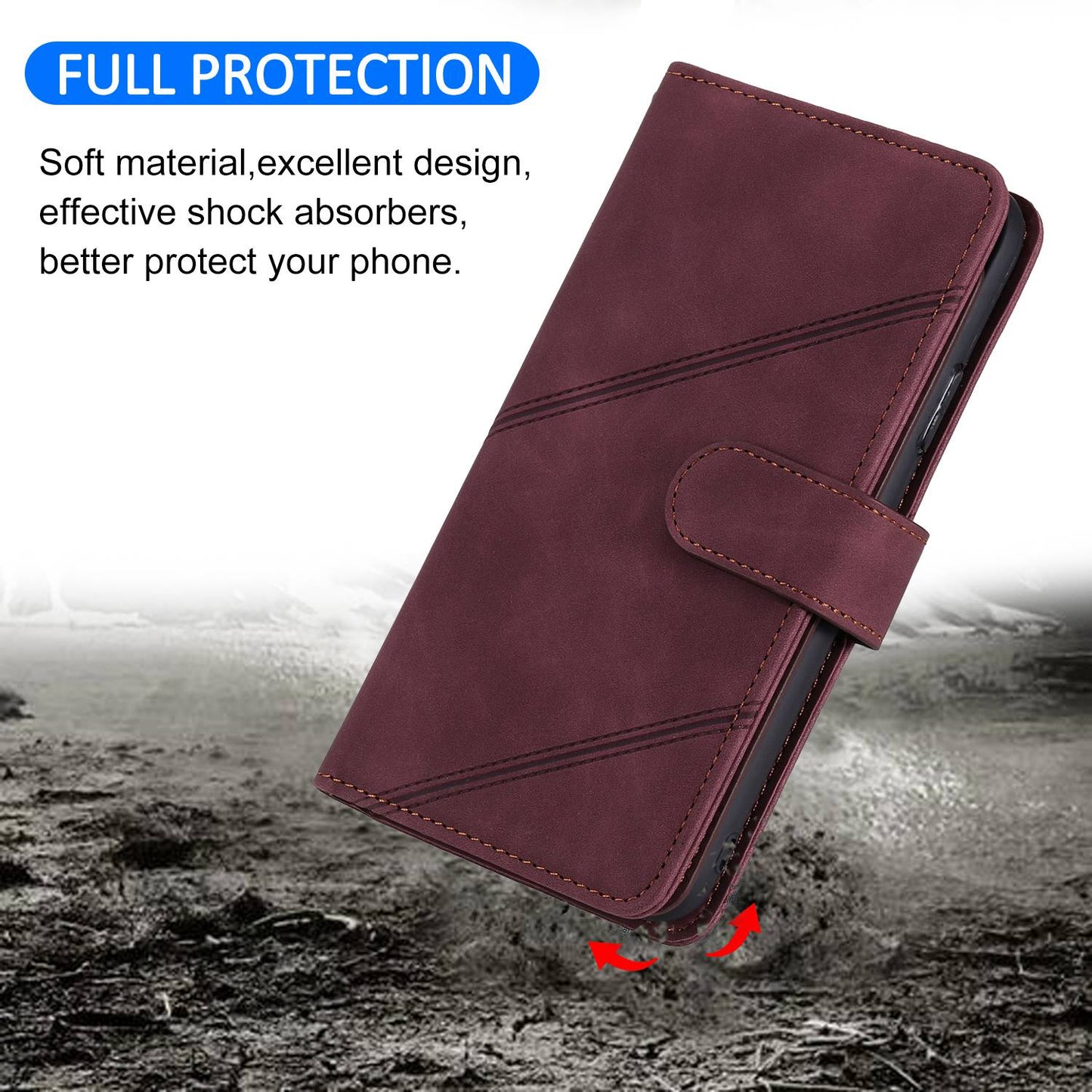For iPhone 13 Pro 6.1 inch Drop Resistant Imprinted PU Leather Stand Cover with Multiple Card Slots and Cash Pocket
