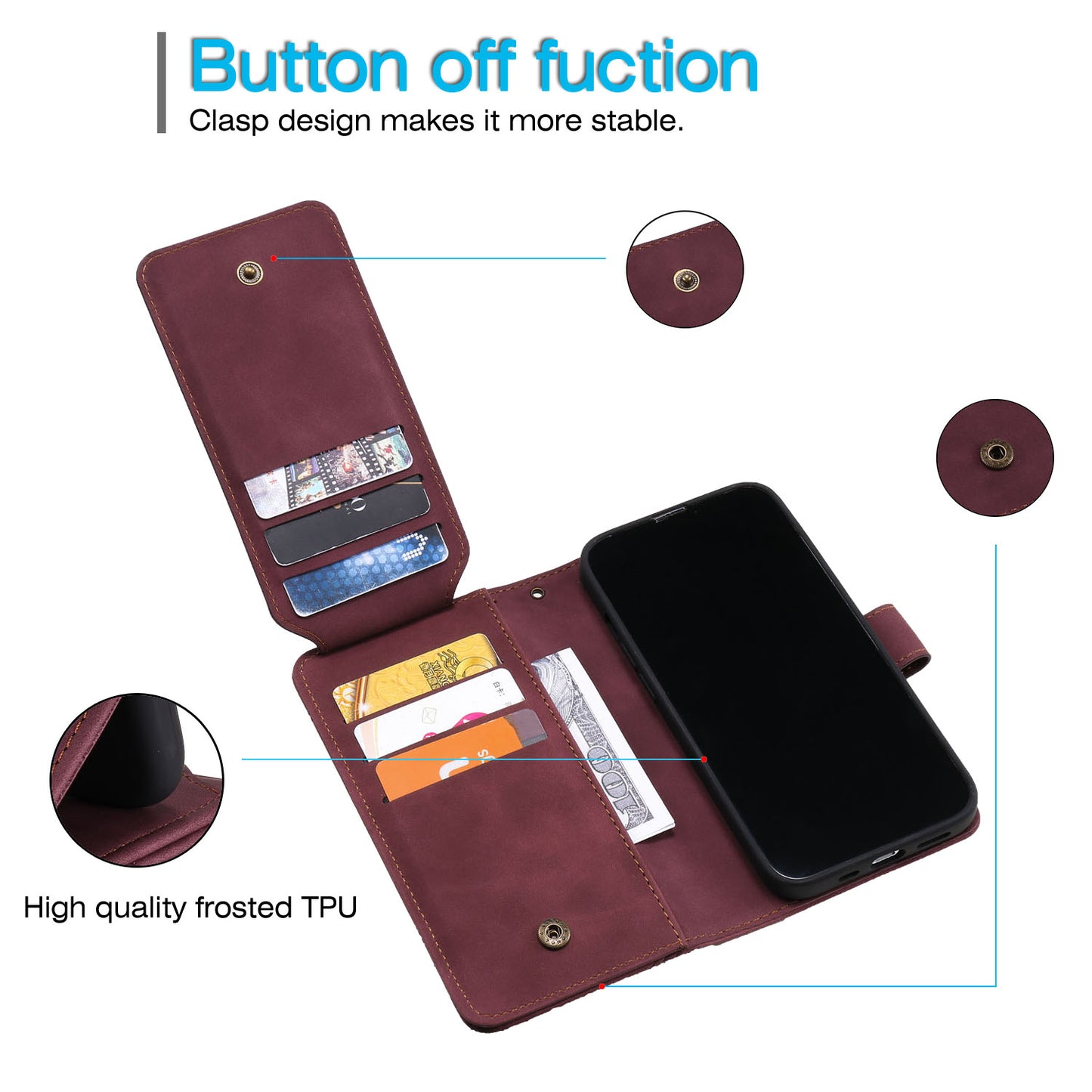 For iPhone 13 Pro 6.1 inch Drop Resistant Imprinted PU Leather Stand Cover with Multiple Card Slots and Cash Pocket
