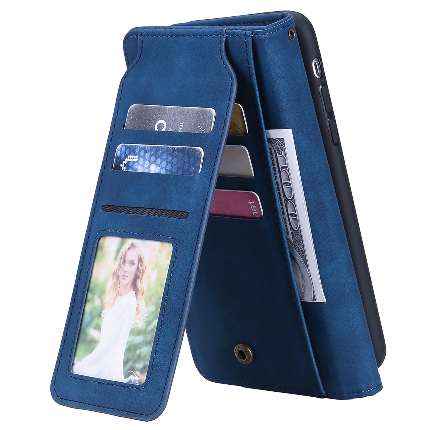 For iPhone 13 Pro 6.1 inch Drop Resistant Imprinted PU Leather Stand Cover with Multiple Card Slots and Cash Pocket