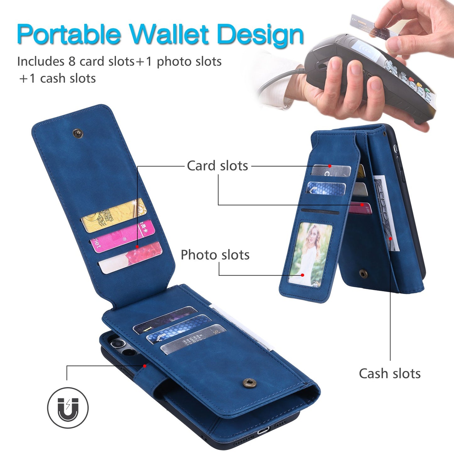 For iPhone 13 Pro 6.1 inch Drop Resistant Imprinted PU Leather Stand Cover with Multiple Card Slots and Cash Pocket
