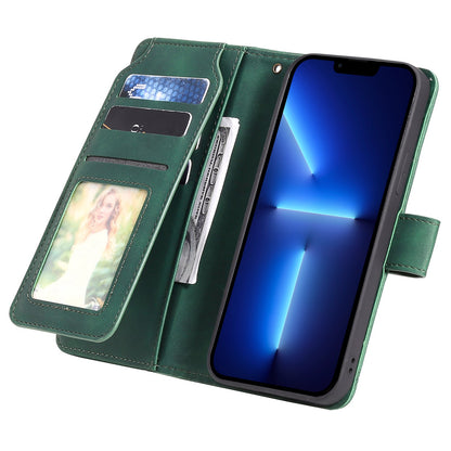 For iPhone 13 Pro 6.1 inch Drop Resistant Imprinted PU Leather Stand Cover with Multiple Card Slots and Cash Pocket