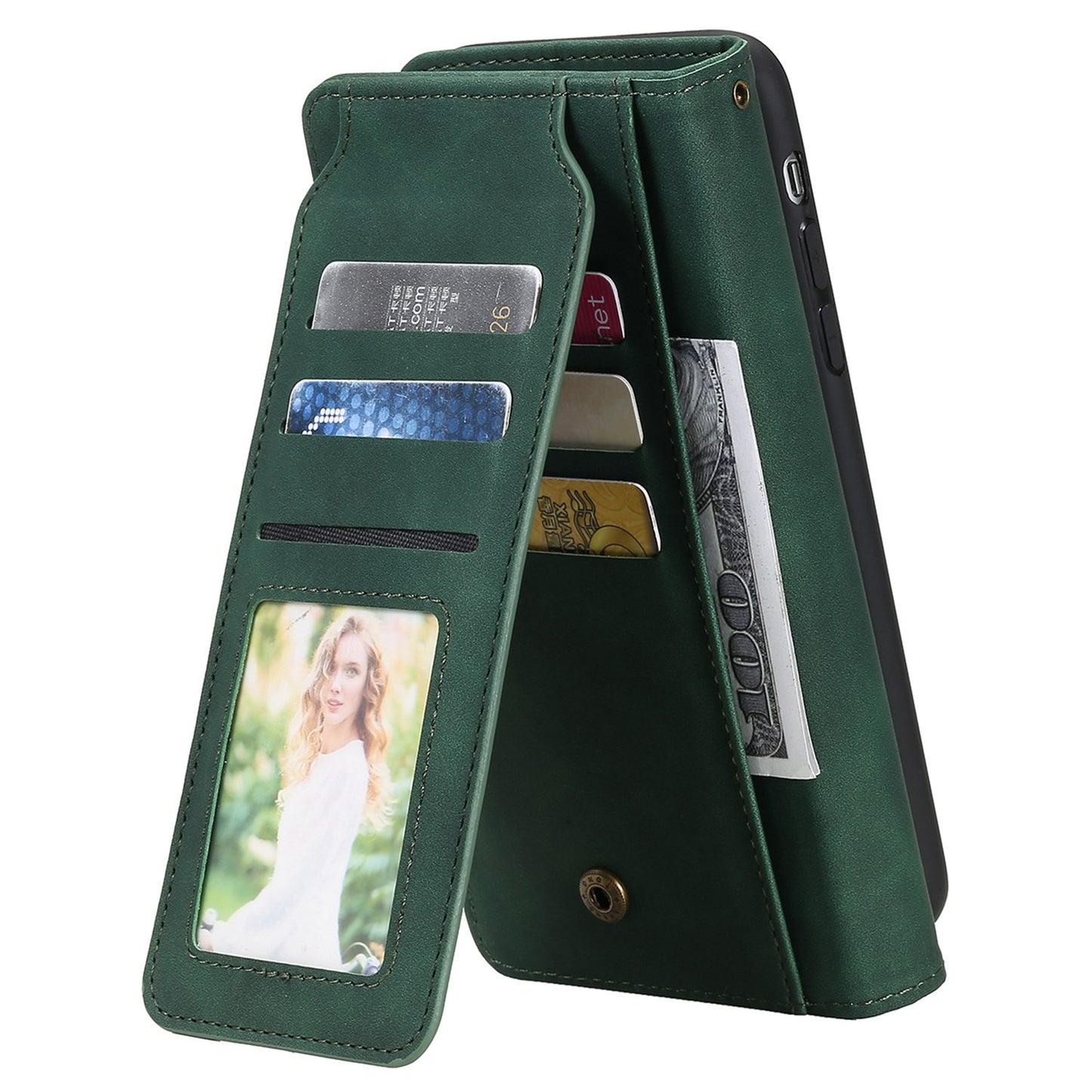 For iPhone 13 Pro 6.1 inch Drop Resistant Imprinted PU Leather Stand Cover with Multiple Card Slots and Cash Pocket