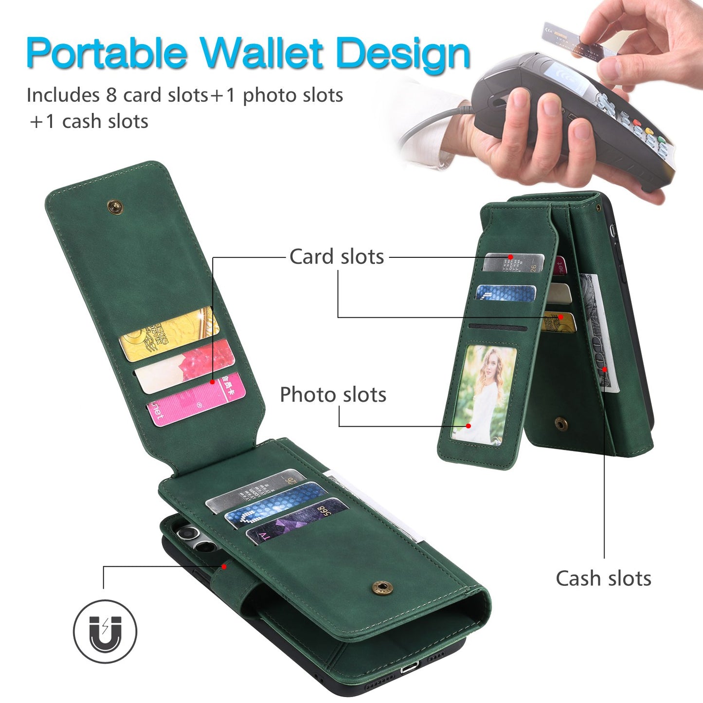For iPhone 13 Pro 6.1 inch Drop Resistant Imprinted PU Leather Stand Cover with Multiple Card Slots and Cash Pocket
