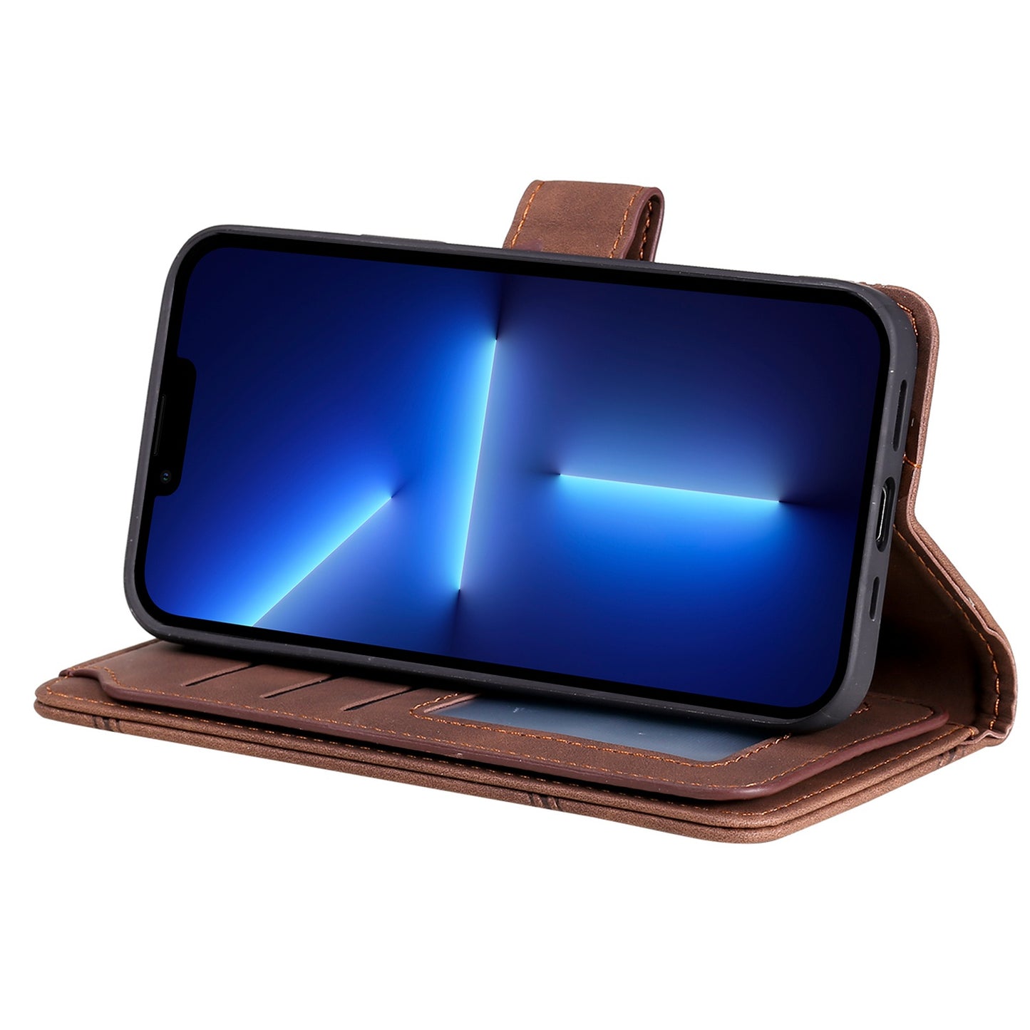 For iPhone 13 Pro 6.1 inch Drop Resistant Imprinted PU Leather Stand Cover with Multiple Card Slots and Cash Pocket