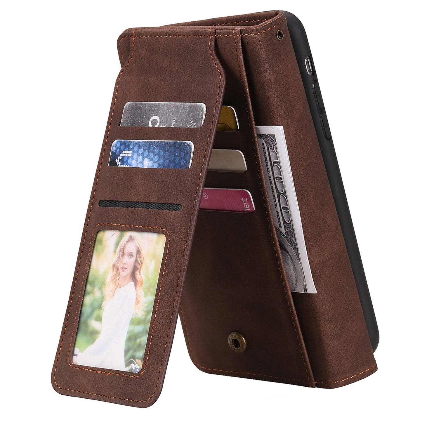For iPhone 13 Pro 6.1 inch Drop Resistant Imprinted PU Leather Stand Cover with Multiple Card Slots and Cash Pocket