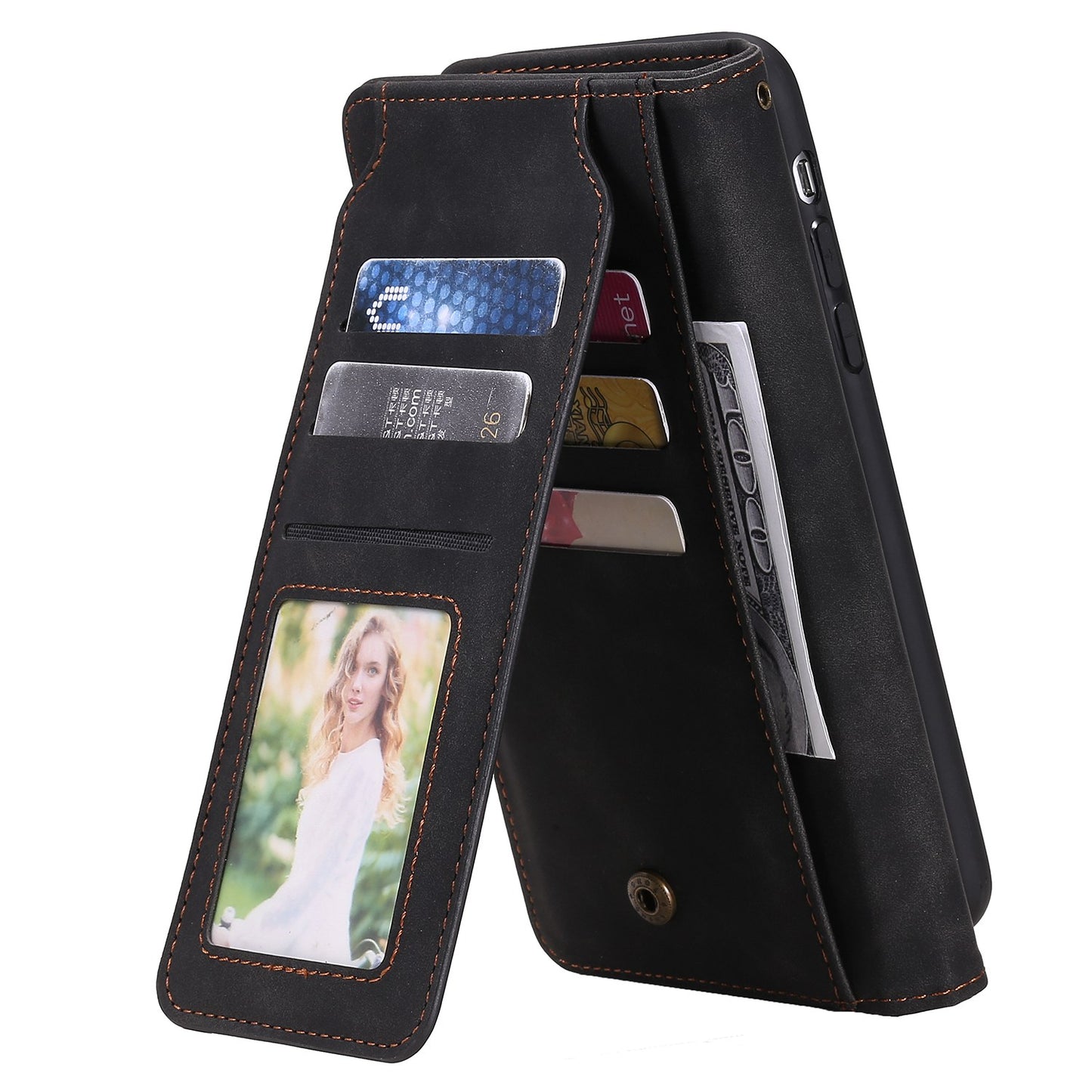 For iPhone 13 Pro 6.1 inch Drop Resistant Imprinted PU Leather Stand Cover with Multiple Card Slots and Cash Pocket