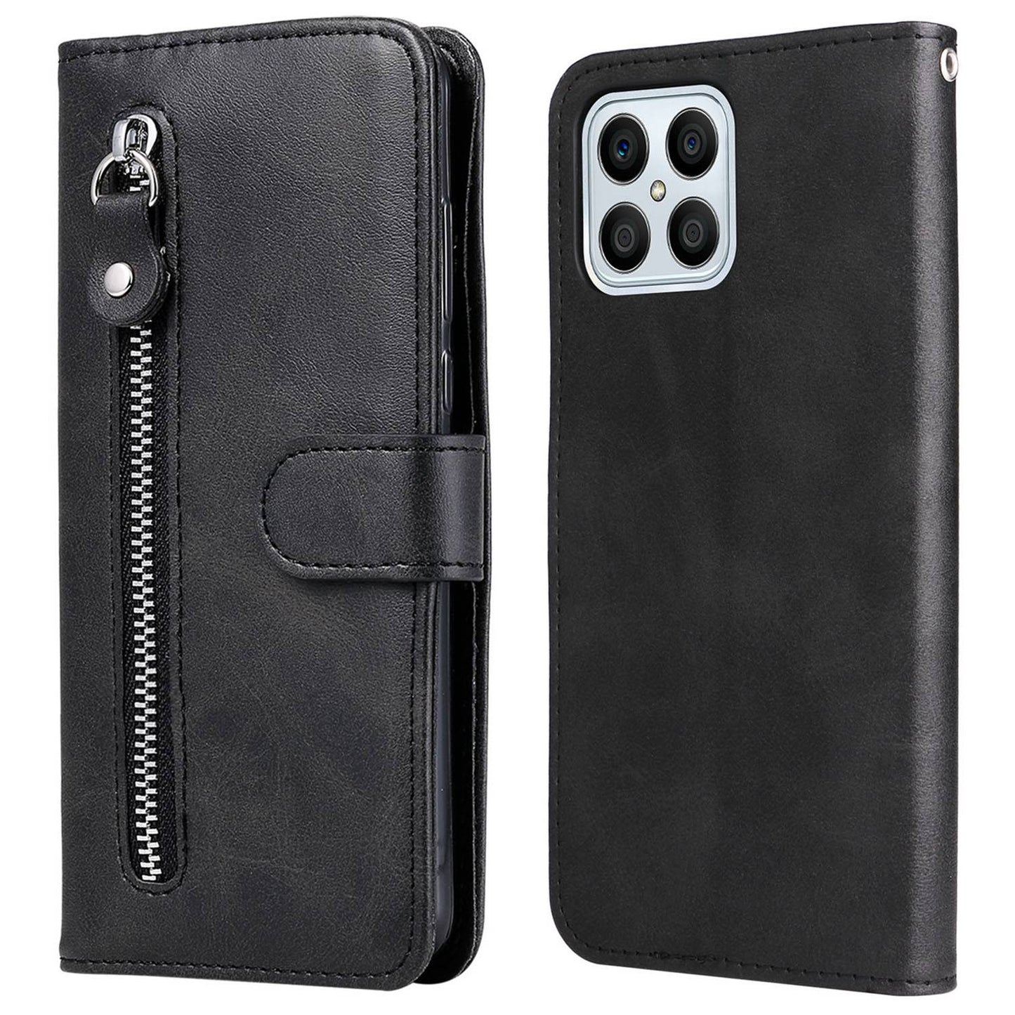 For Honor X8/X30i/Play6T Pro PU Leather Wallet Folio Flip Case Zipper Pocket Stand Shockproof Protective Cover