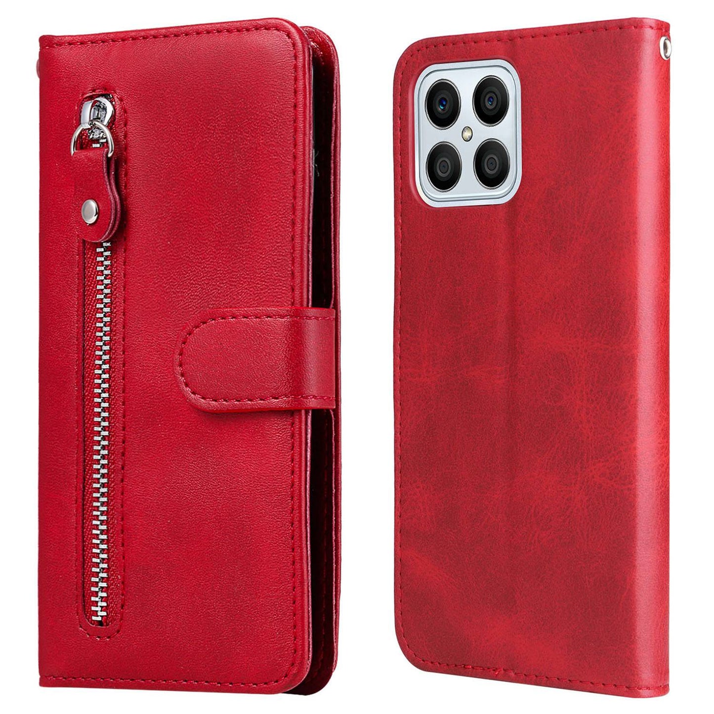 For Honor X8/X30i/Play6T Pro PU Leather Wallet Folio Flip Case Zipper Pocket Stand Shockproof Protective Cover