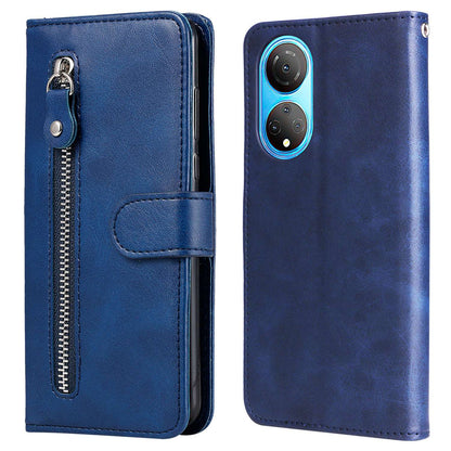 For Honor X7/Play 30 Plus 5G Wallet Phone Case PU Leather Zipper Pocket Flip Stand Design Magnetic Closure Cover