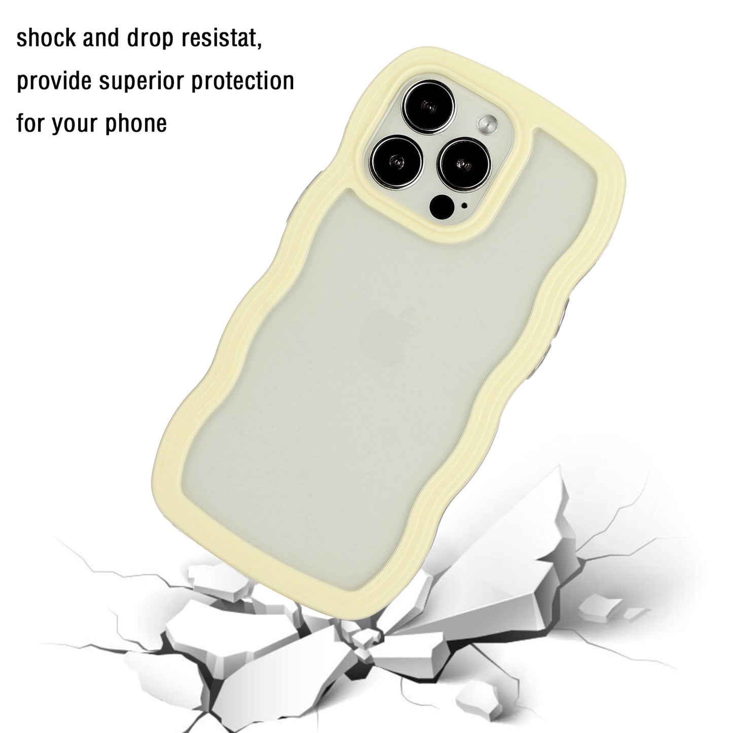 For iPhone 13 Pro 6.1 inch Anti-fall Wavy Edge Color Frame Transparent Back Cover PC + TPU Phone Case
