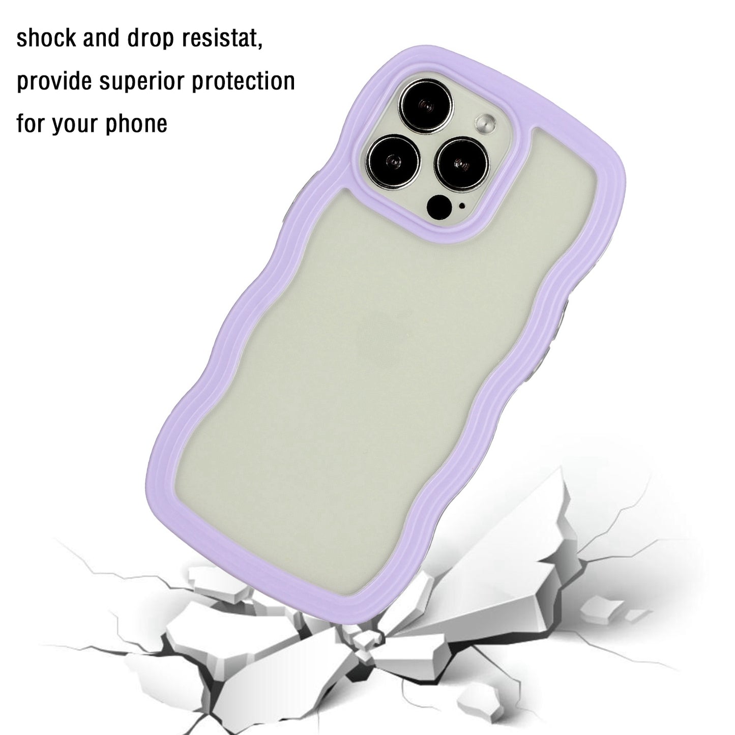 For iPhone 13 Pro 6.1 inch Anti-fall Wavy Edge Color Frame Transparent Back Cover PC + TPU Phone Case