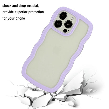 For iPhone 13 Pro 6.1 inch Anti-fall Wavy Edge Color Frame Transparent Back Cover PC + TPU Phone Case