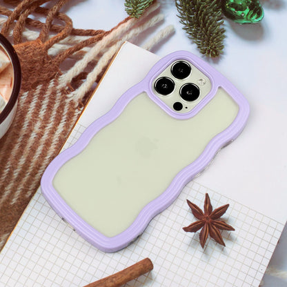 For iPhone 13 Pro 6.1 inch Anti-fall Wavy Edge Color Frame Transparent Back Cover PC + TPU Phone Case