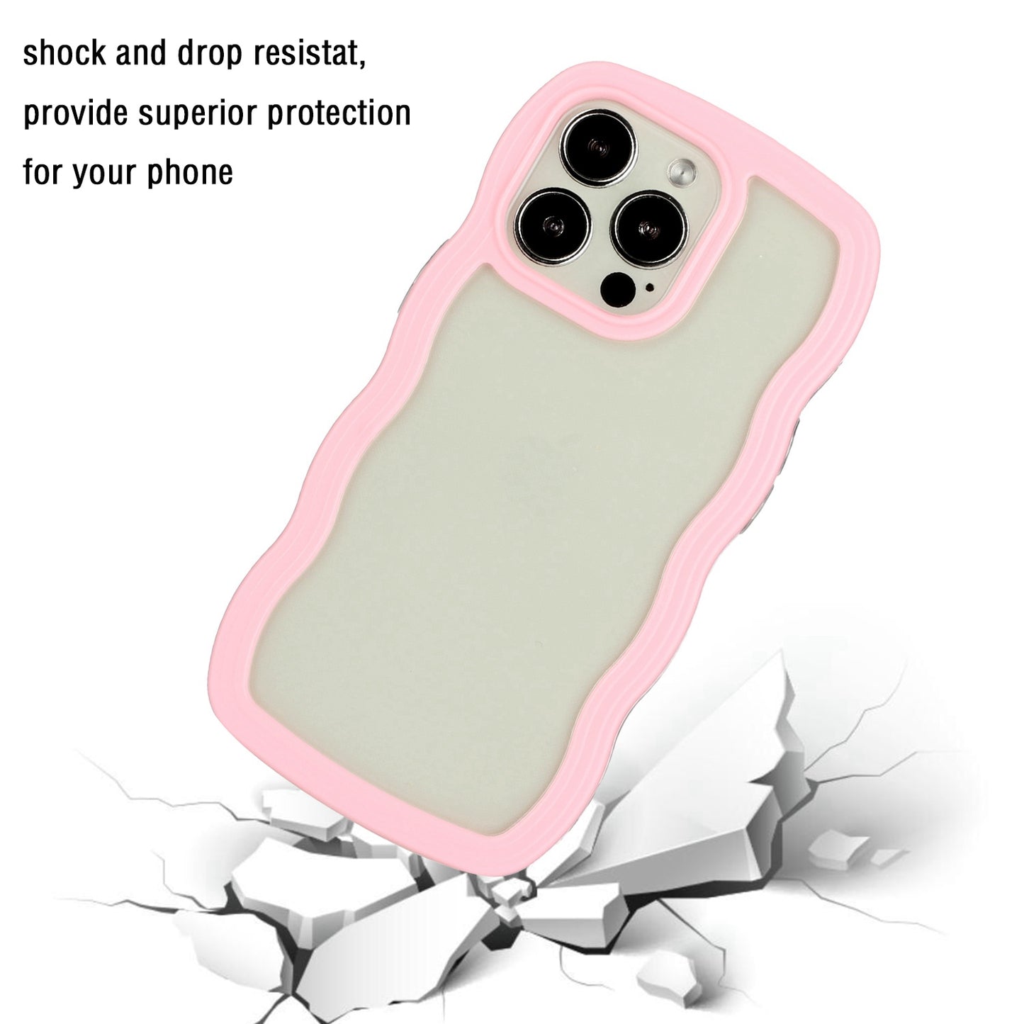 For iPhone 13 Pro 6.1 inch Anti-fall Wavy Edge Color Frame Transparent Back Cover PC + TPU Phone Case