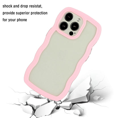 For iPhone 13 Pro 6.1 inch Anti-fall Wavy Edge Color Frame Transparent Back Cover PC + TPU Phone Case