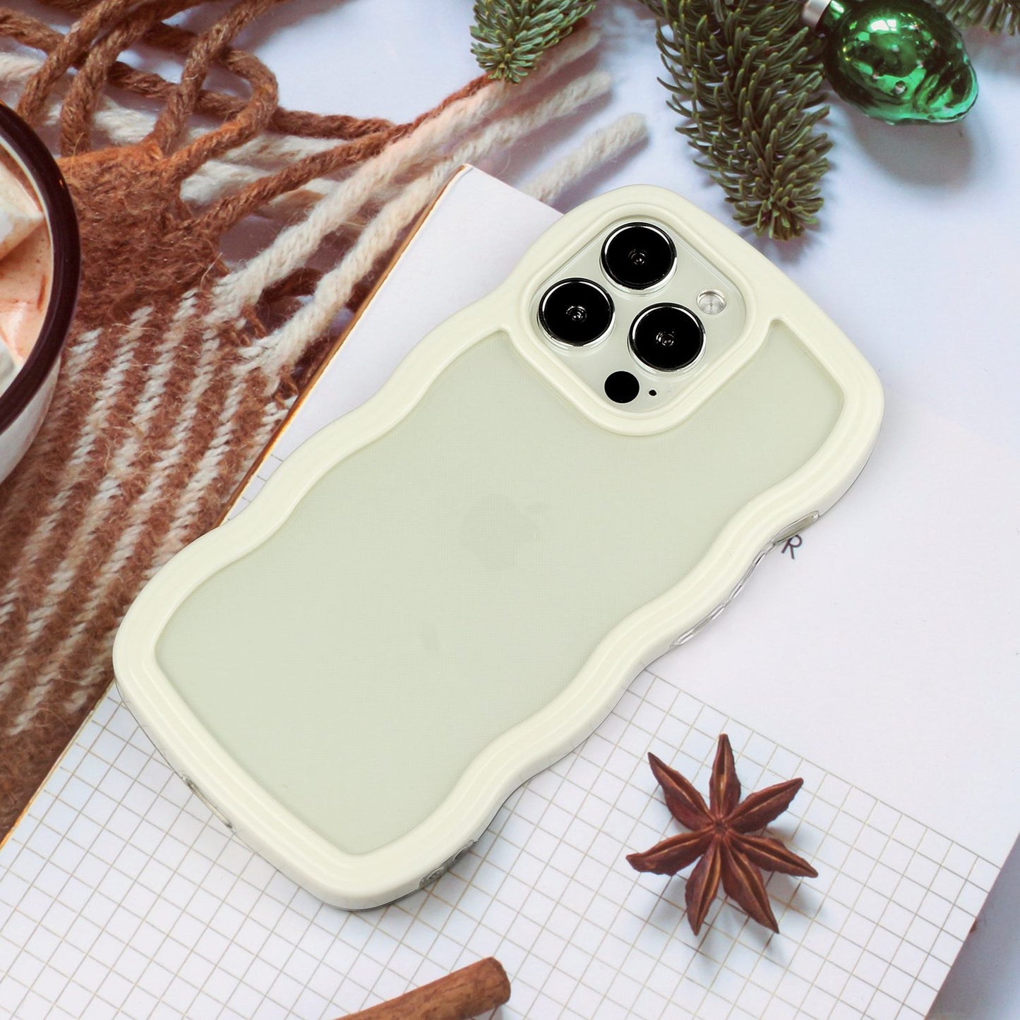 For iPhone 13 Pro 6.1 inch Anti-fall Wavy Edge Color Frame Transparent Back Cover PC + TPU Phone Case
