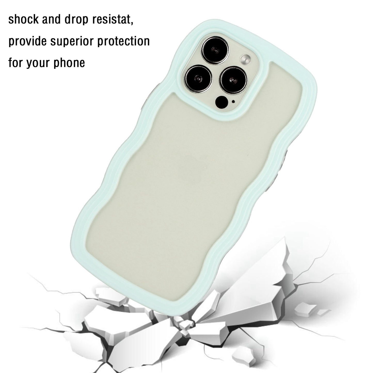 For iPhone 13 Pro 6.1 inch Anti-fall Wavy Edge Color Frame Transparent Back Cover PC + TPU Phone Case
