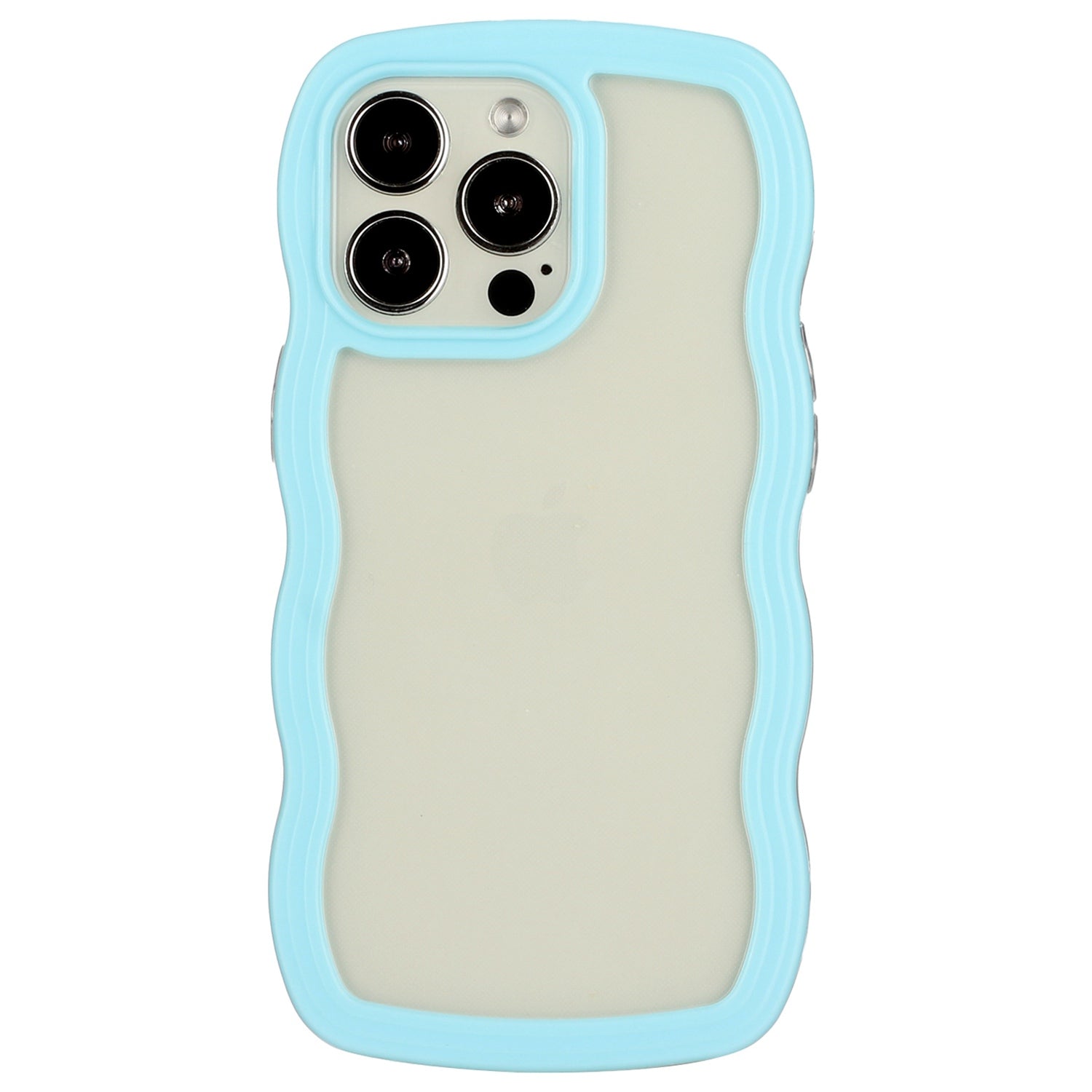 For iPhone 13 Pro 6.1 inch Anti-fall Wavy Edge Color Frame Transparent Back Cover PC + TPU Phone Case