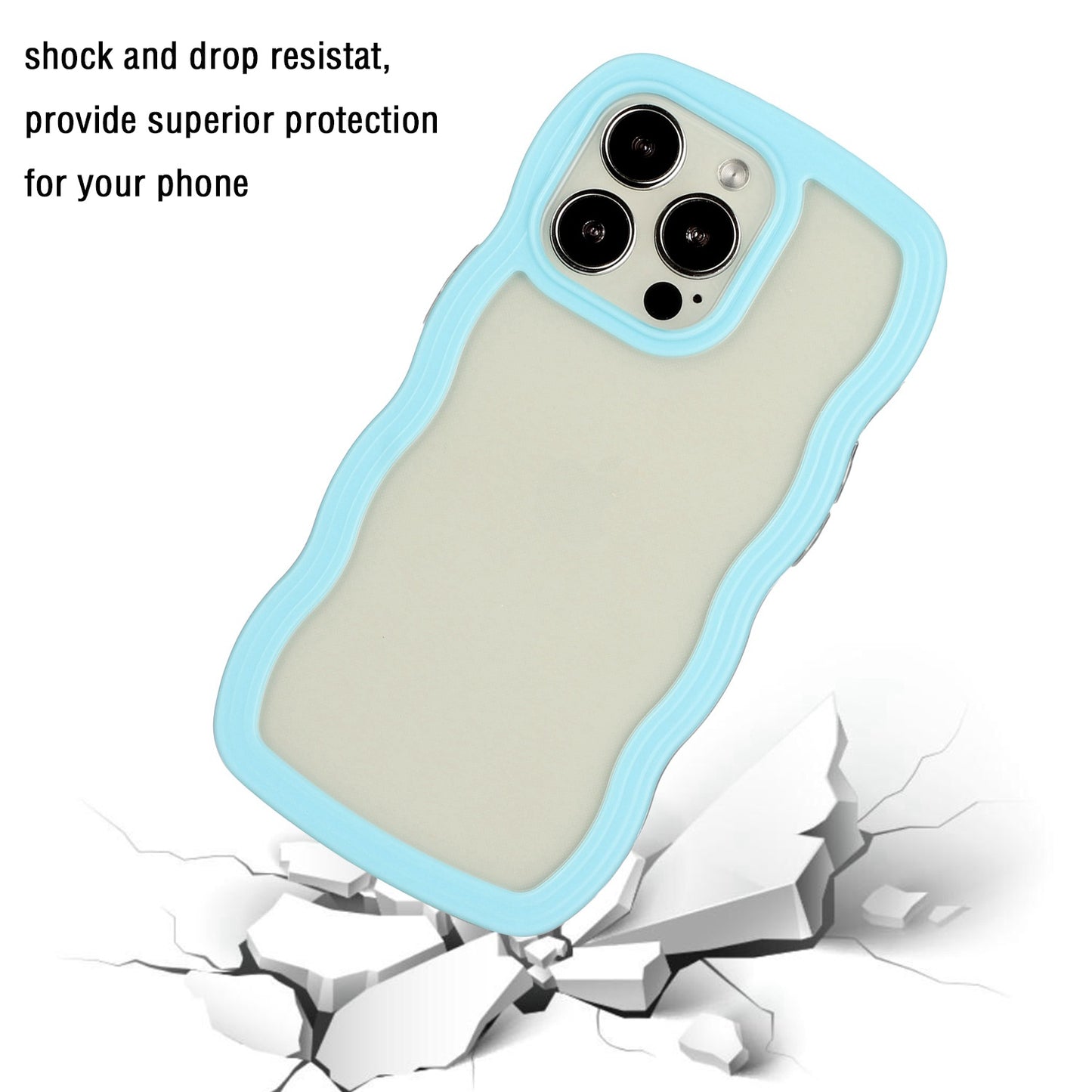 For iPhone 13 Pro 6.1 inch Anti-fall Wavy Edge Color Frame Transparent Back Cover PC + TPU Phone Case