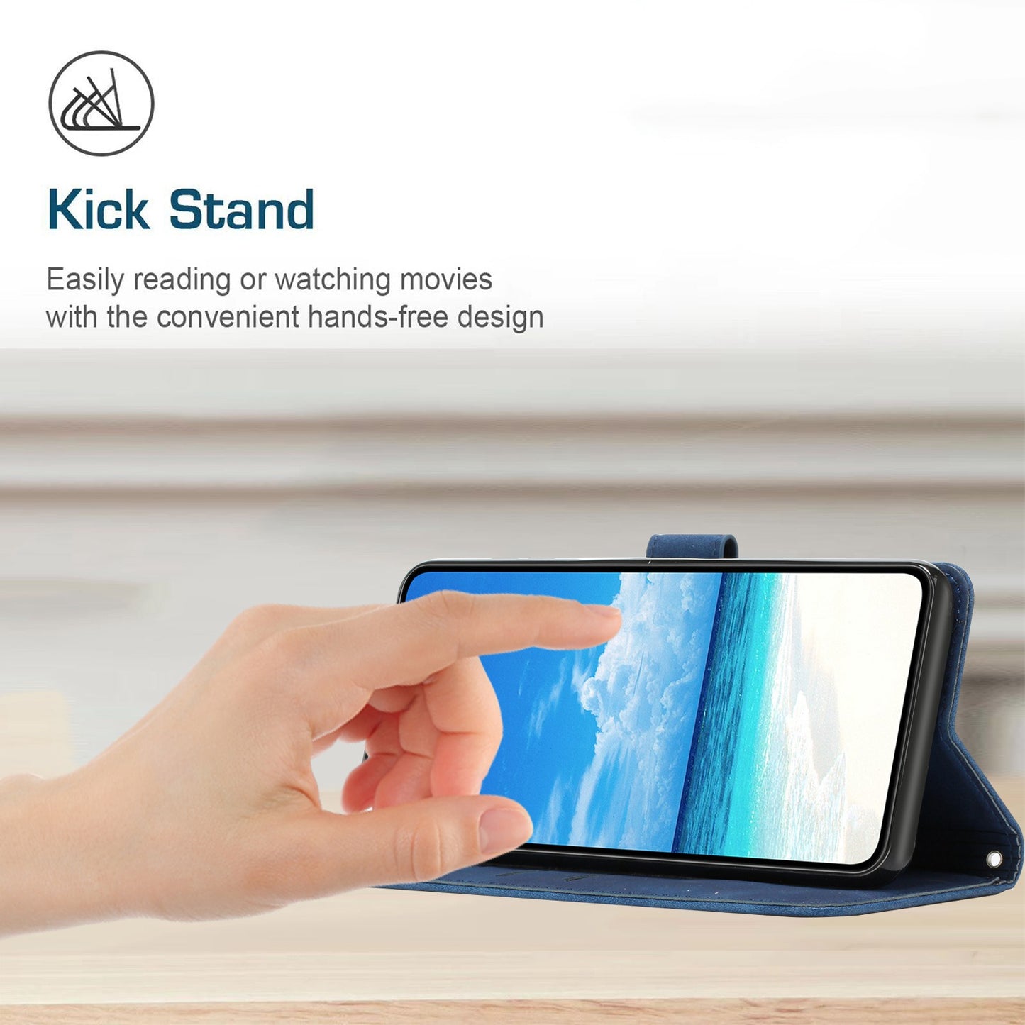 For iPhone 13 Pro 6.1 inch Heart Shape Imprinted Skin-touch Feeling Case PU Leather Wallet Viewing Stand Phone Shell with Strap