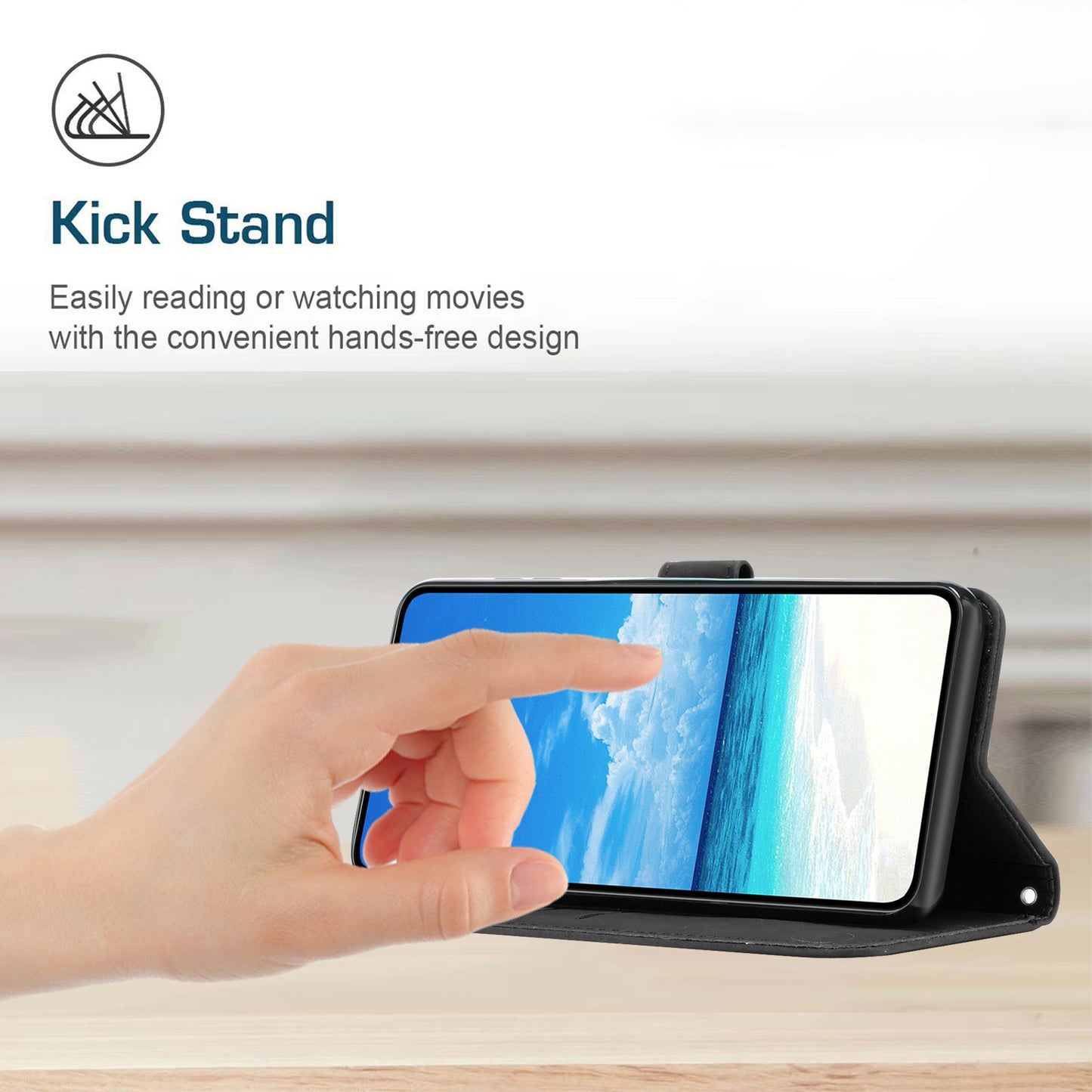 For iPhone 13 Pro 6.1 inch Heart Shape Imprinted Skin-touch Feeling Case PU Leather Wallet Viewing Stand Phone Shell with Strap