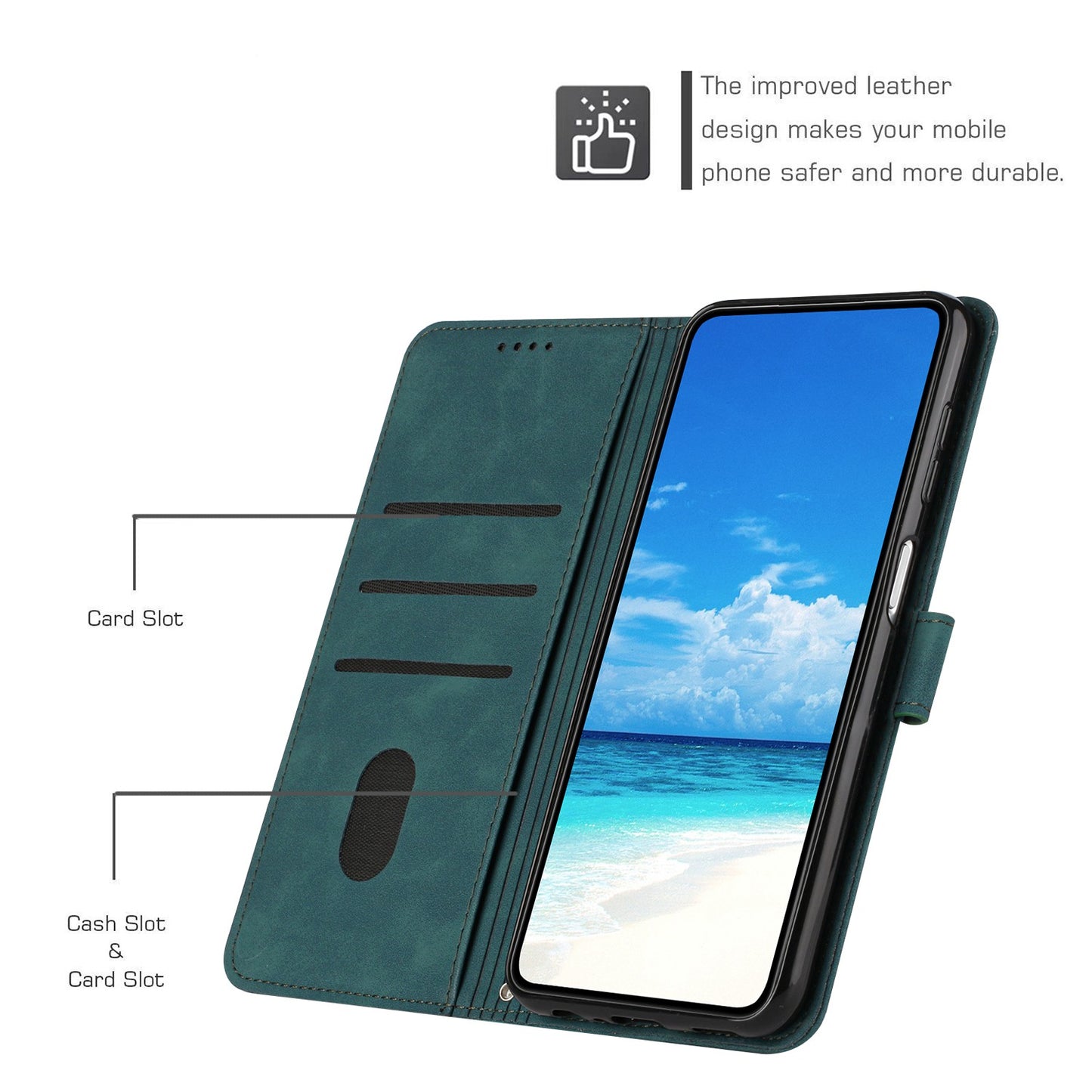 For iPhone 13 Pro 6.1 inch Heart Shape Imprinted Skin-touch Feeling Case PU Leather Wallet Viewing Stand Phone Shell with Strap