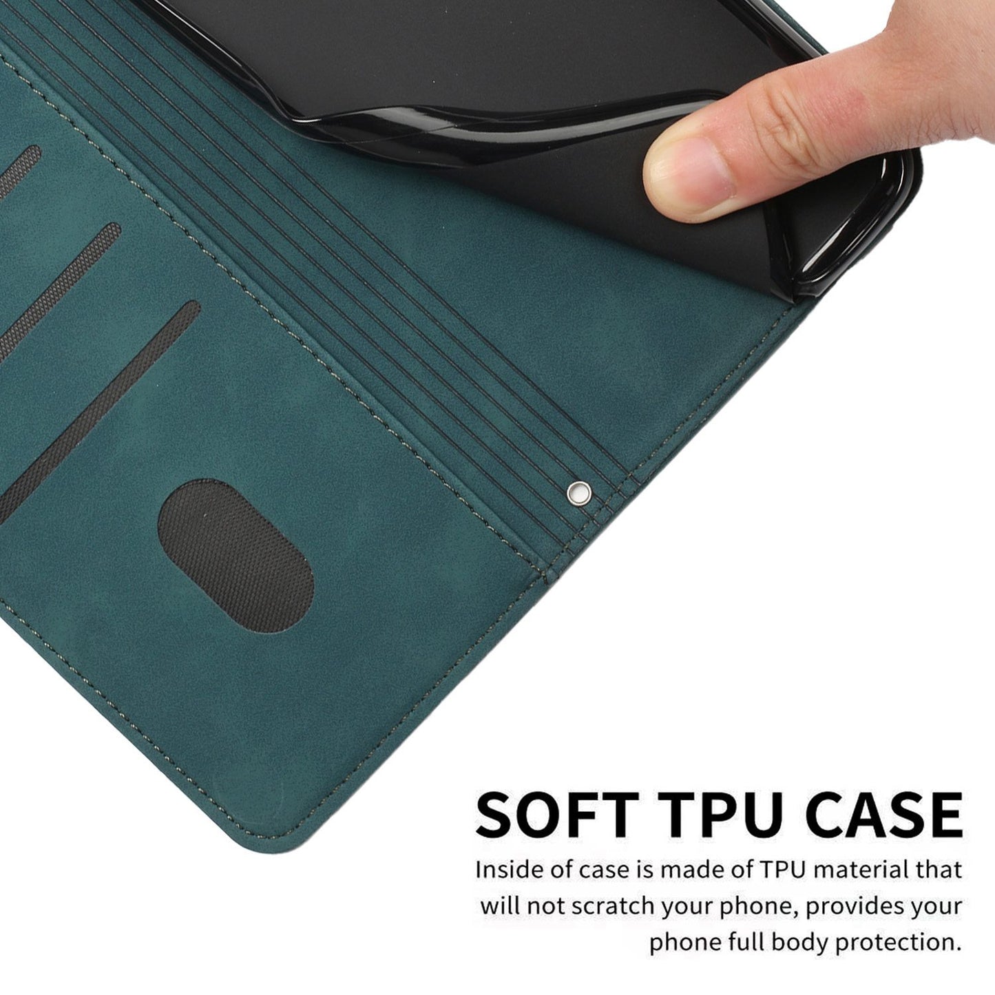 For iPhone 13 Pro 6.1 inch Heart Shape Imprinted Skin-touch Feeling Case PU Leather Wallet Viewing Stand Phone Shell with Strap