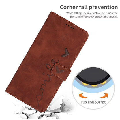 For iPhone 13 Pro 6.1 inch Heart Shape Imprinted Skin-touch Feeling Case PU Leather Wallet Viewing Stand Phone Shell with Strap