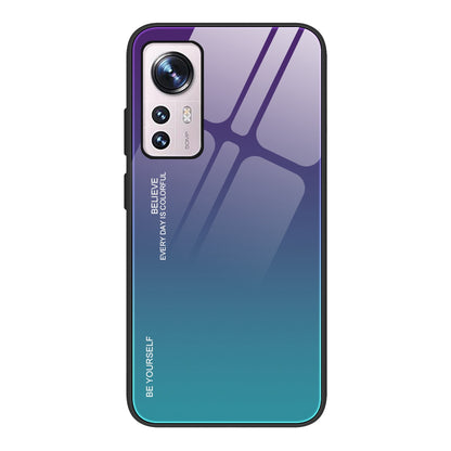 Gradient Color Design Case for Xiaomi 12 5G/12X 5G/12S 5G, Tempered Glass + PC + TPU Well-protected Cover Phone Shell