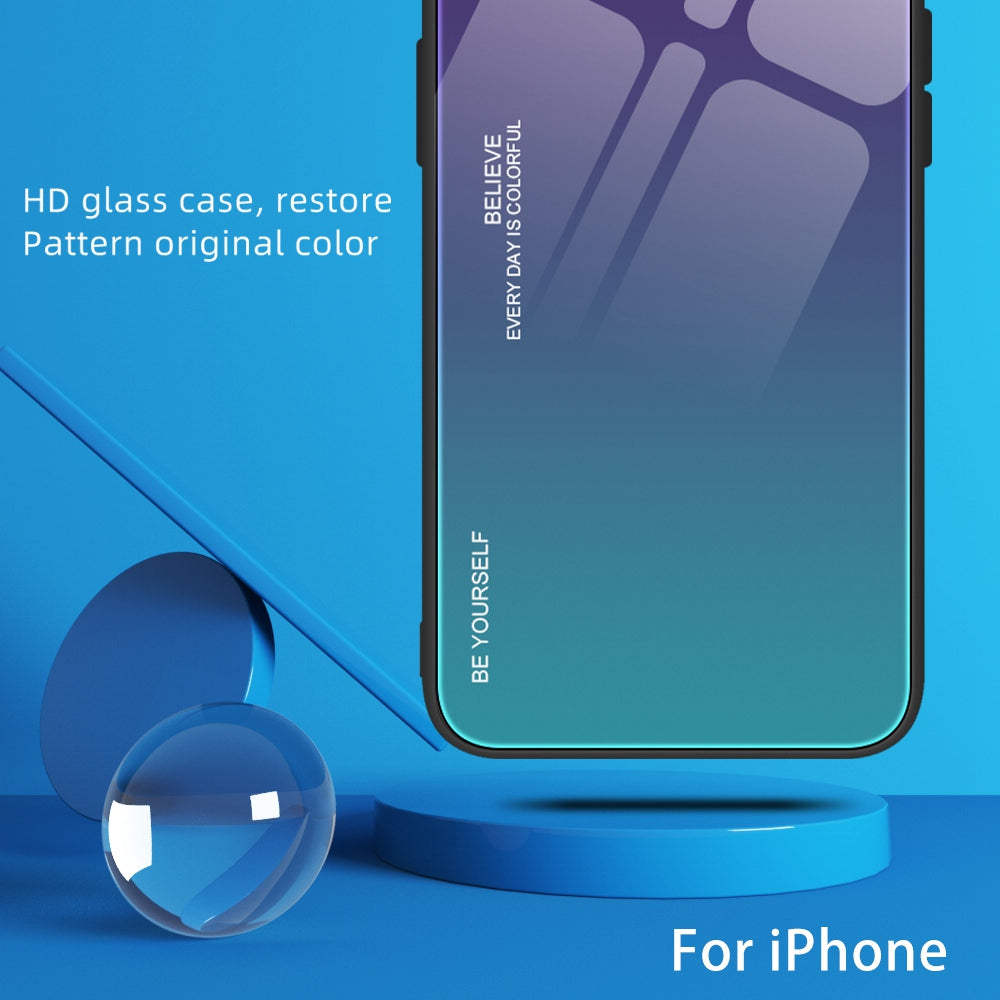 Gradient Color Design Case for Xiaomi 12 5G/12X 5G/12S 5G, Tempered Glass + PC + TPU Well-protected Cover Phone Shell