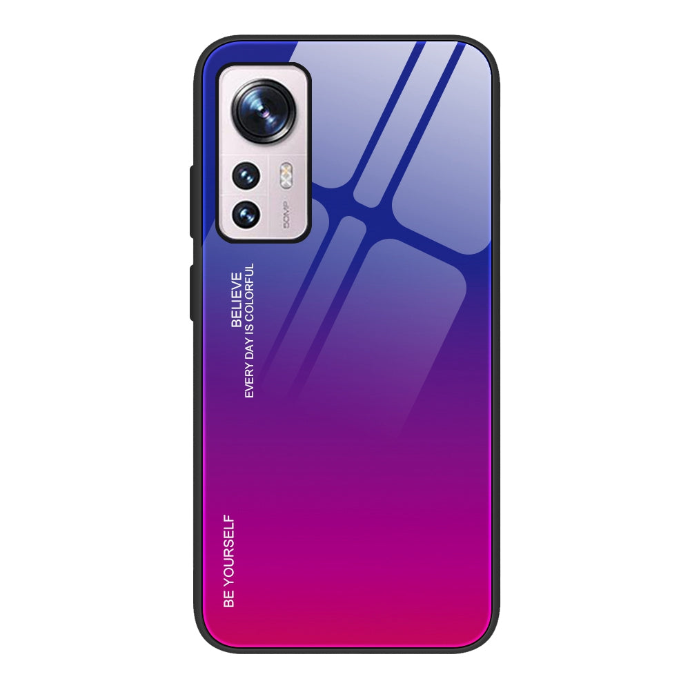 Gradient Color Design Case for Xiaomi 12 5G/12X 5G/12S 5G, Tempered Glass + PC + TPU Well-protected Cover Phone Shell