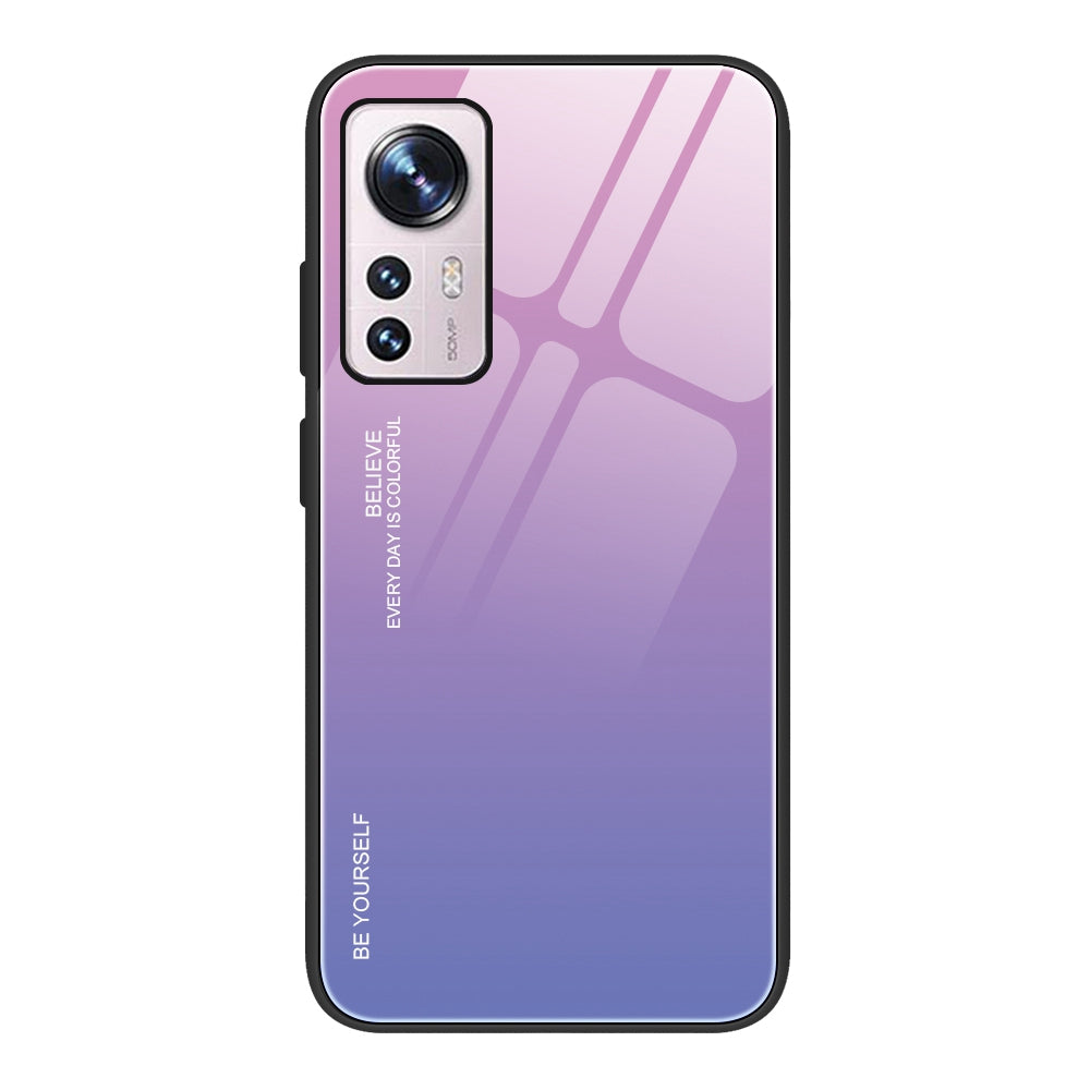 Gradient Color Design Case for Xiaomi 12 5G/12X 5G/12S 5G, Tempered Glass + PC + TPU Well-protected Cover Phone Shell