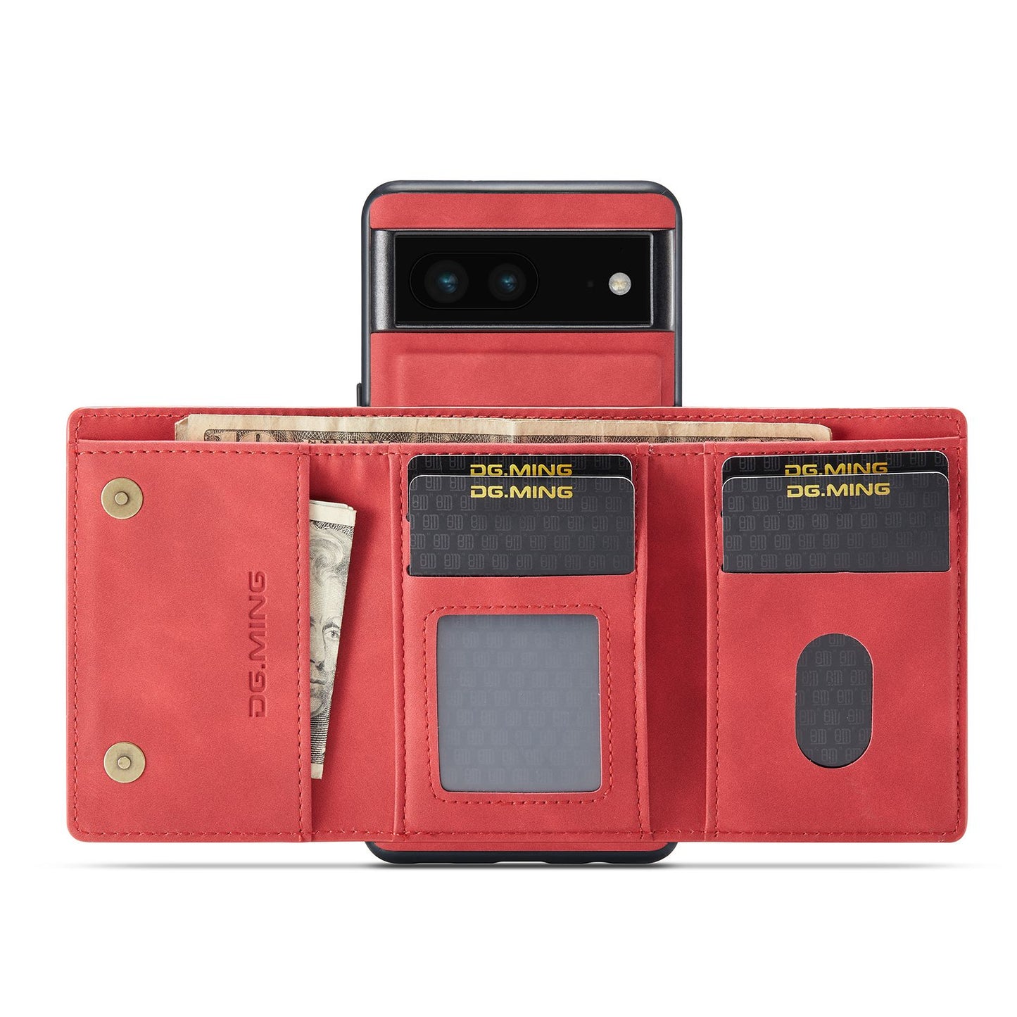 DG.MING M1 Series For Google Pixel 7 5G Magnetic 2-in-1 Wallet PC+TPU+PU Leather Phone Protective Case