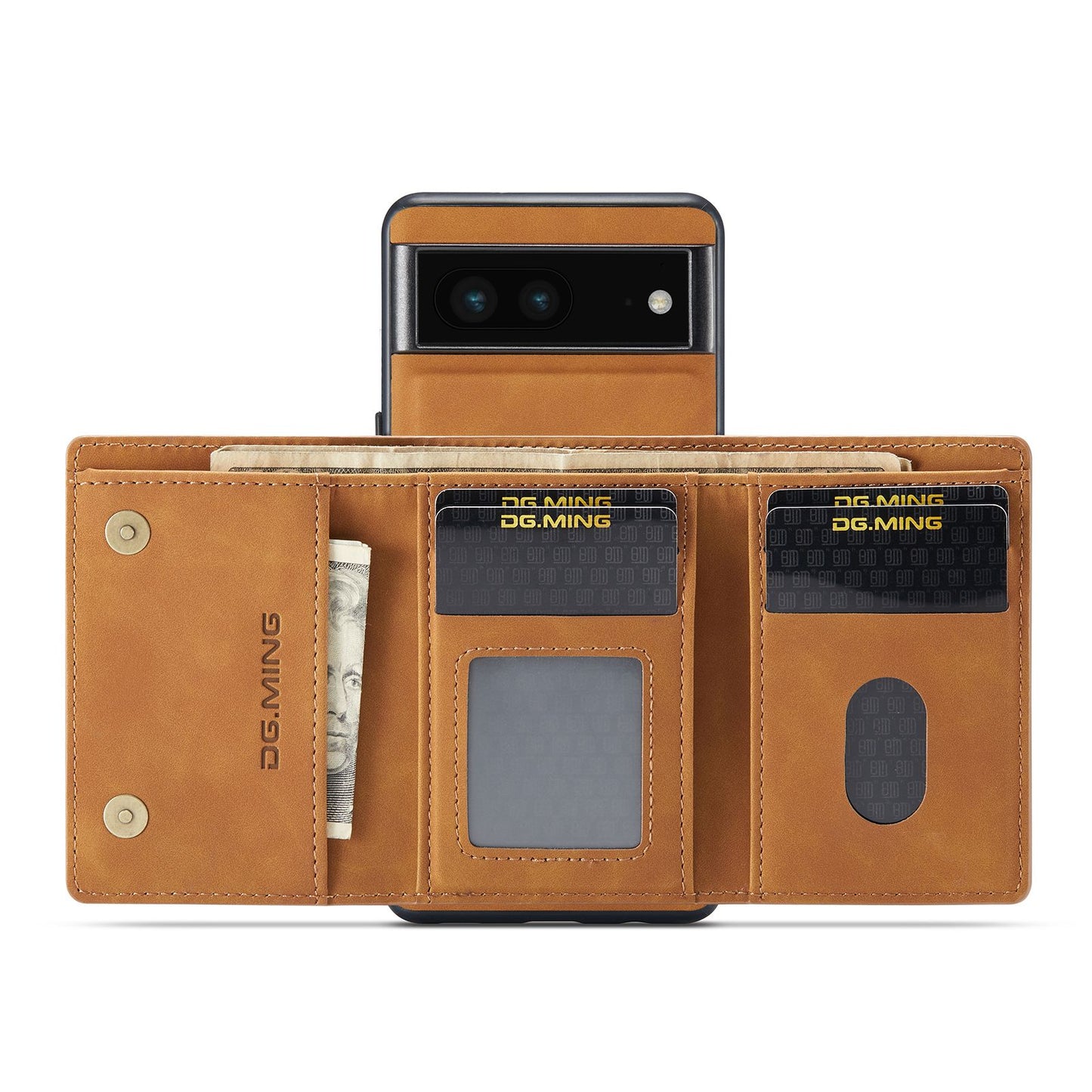 DG.MING M1 Series For Google Pixel 7 5G Magnetic 2-in-1 Wallet PC+TPU+PU Leather Phone Protective Case