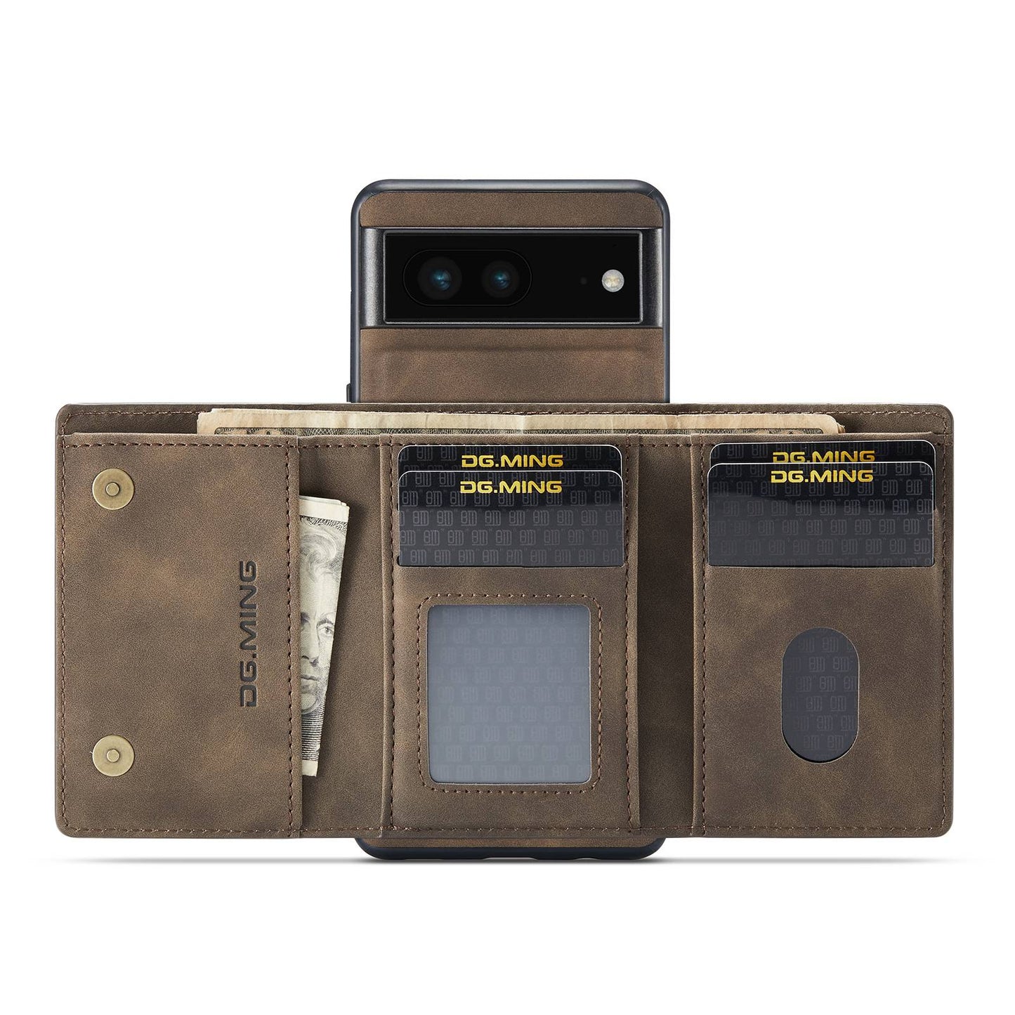 DG.MING M1 Series For Google Pixel 7 5G Magnetic 2-in-1 Wallet PC+TPU+PU Leather Phone Protective Case