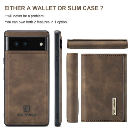 DG.MING M1 Series For Google Pixel 7 5G Magnetic 2-in-1 Wallet PC+TPU+PU Leather Phone Protective Case