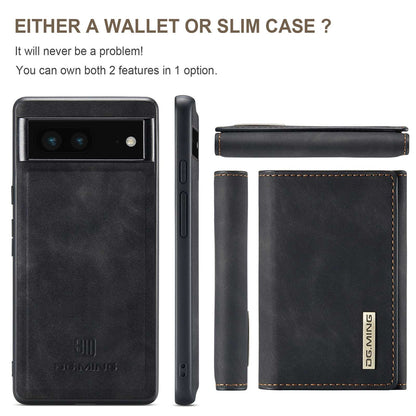 DG.MING M1 Series For Google Pixel 7 5G Magnetic 2-in-1 Wallet PC+TPU+PU Leather Phone Protective Case