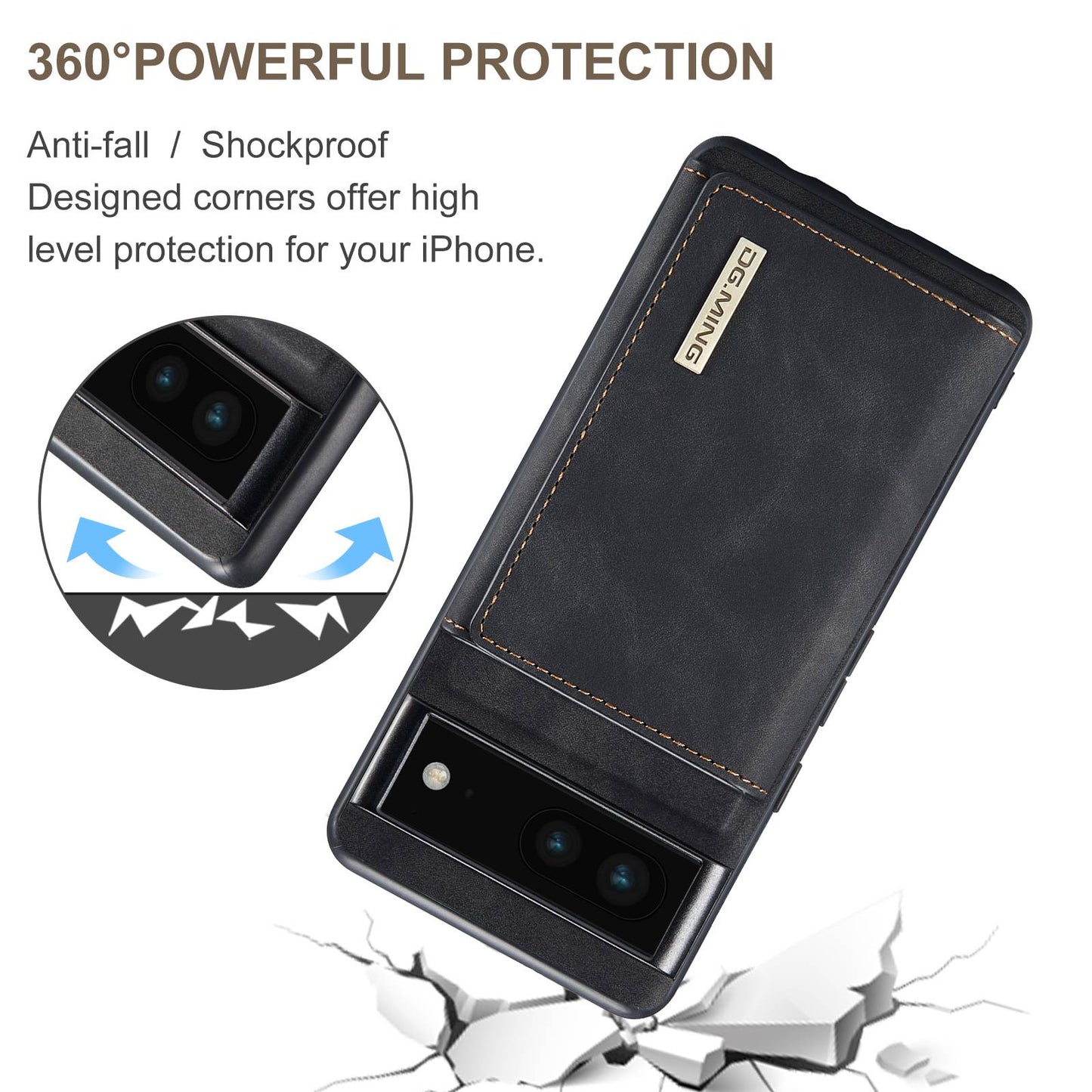 DG.MING M1 Series For Google Pixel 7 5G Magnetic 2-in-1 Wallet PC+TPU+PU Leather Phone Protective Case