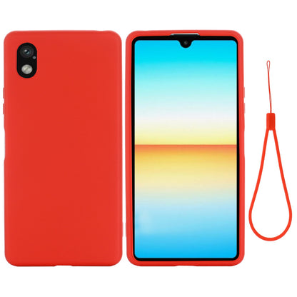For Sony Xperia Ace III Shockproof Soft Liquid Silicone Phone Case Wear-resistant Precise Cutouts Back Cover with Strap
