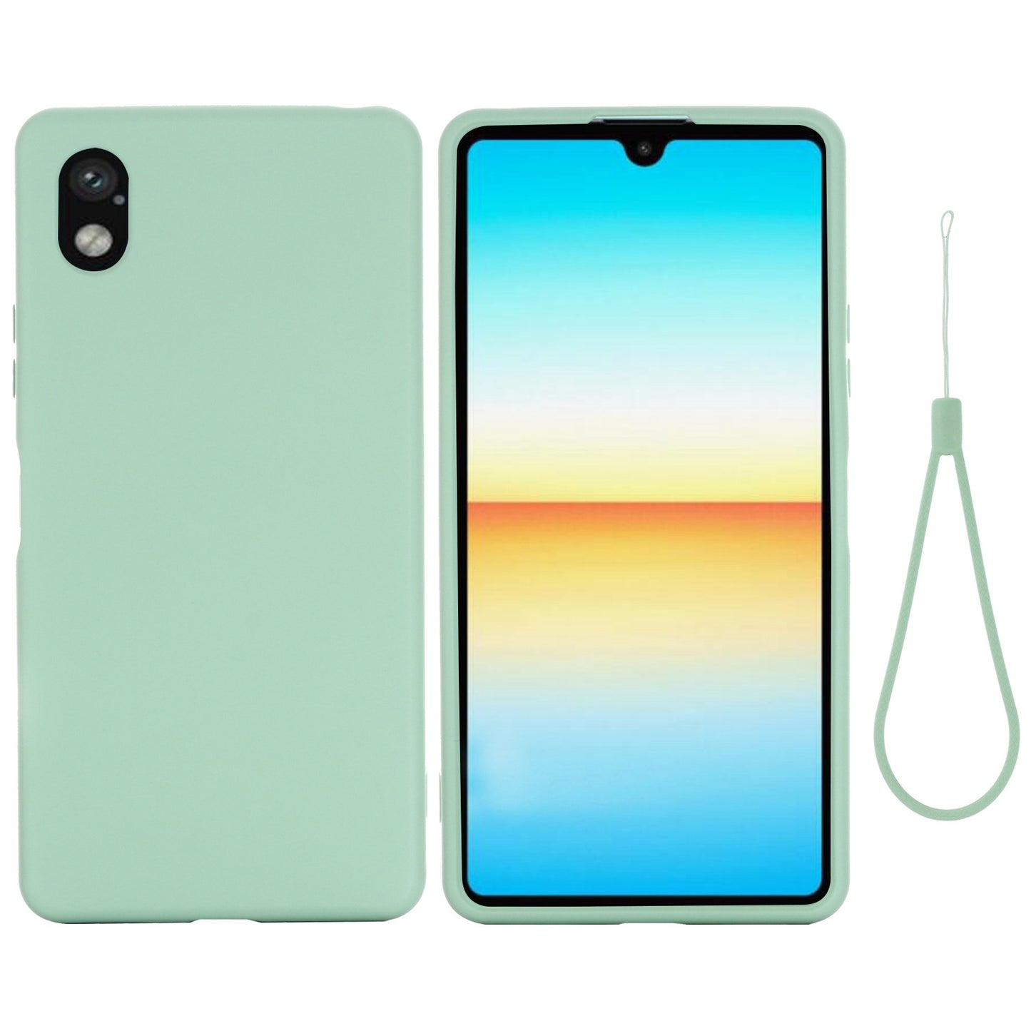 For Sony Xperia Ace III Shockproof Soft Liquid Silicone Phone Case Wear-resistant Precise Cutouts Back Cover with Strap