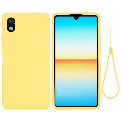 For Sony Xperia Ace III Shockproof Soft Liquid Silicone Phone Case Wear-resistant Precise Cutouts Back Cover with Strap