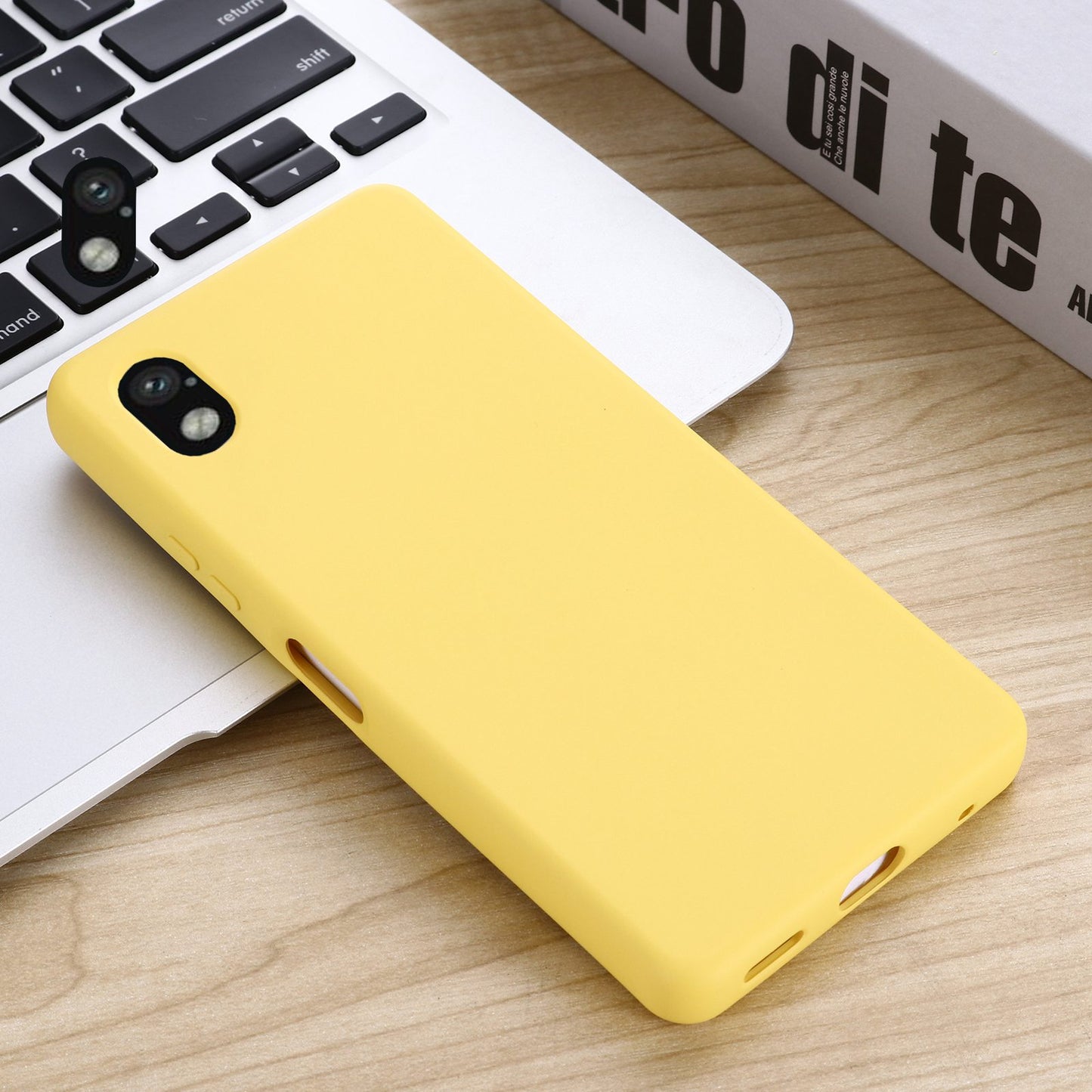 For Sony Xperia Ace III Shockproof Soft Liquid Silicone Phone Case Wear-resistant Precise Cutouts Back Cover with Strap