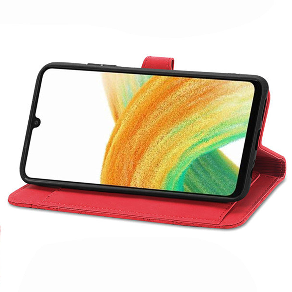 For Samsung Galaxy A13 4G Folio Flip Imprinted Leather Phone Case Zipper Pocket Design Wallet Protector with Stand