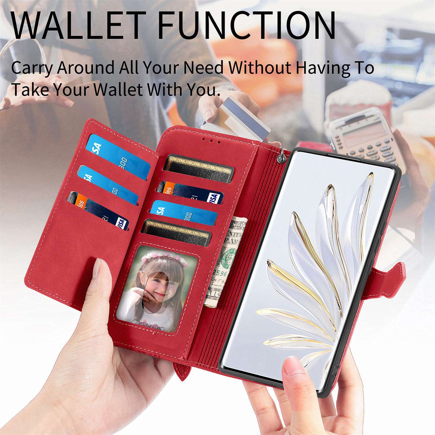 For Samsung Galaxy A13 4G Folio Flip Imprinted Leather Phone Case Zipper Pocket Design Wallet Protector with Stand