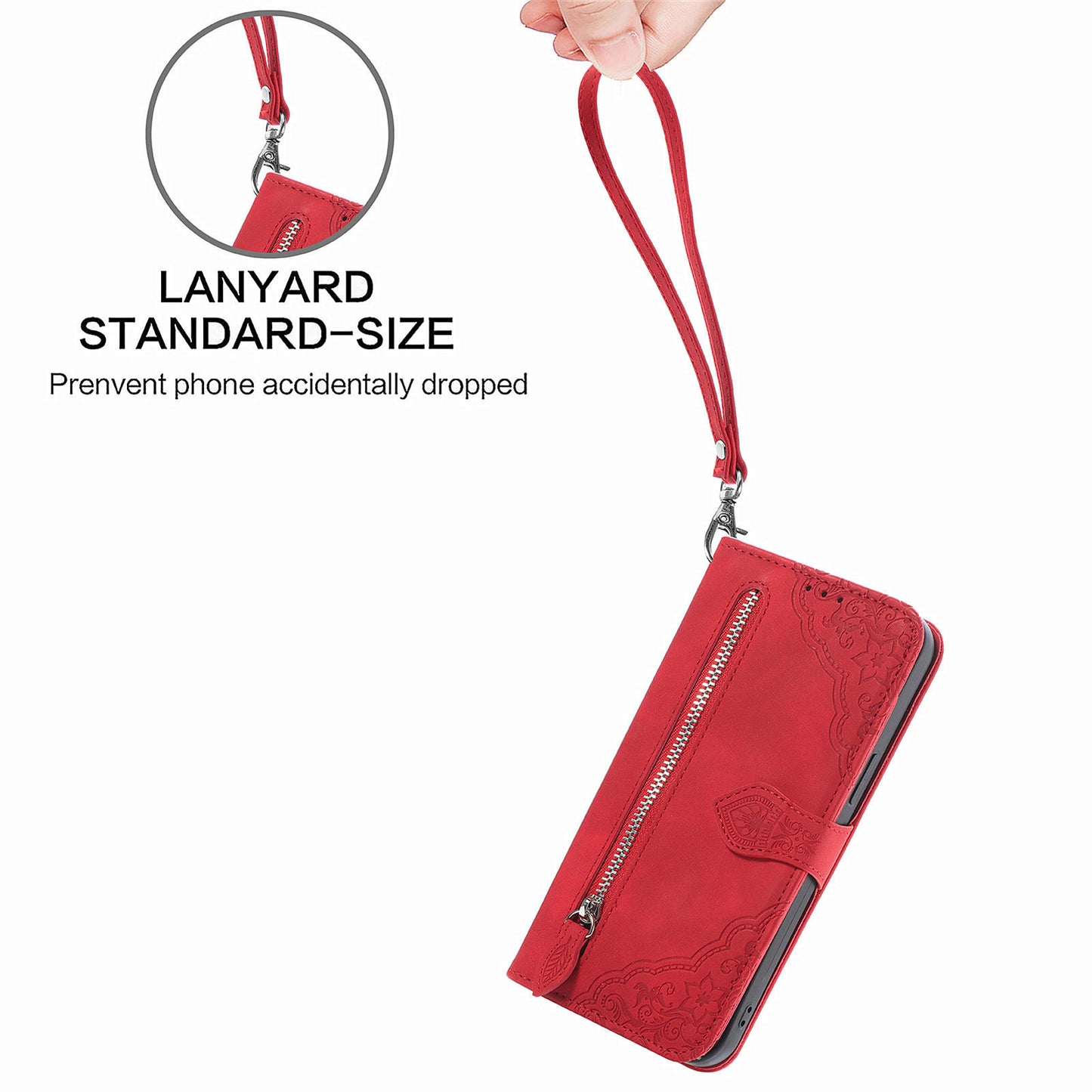 For Samsung Galaxy A13 4G Folio Flip Imprinted Leather Phone Case Zipper Pocket Design Wallet Protector with Stand