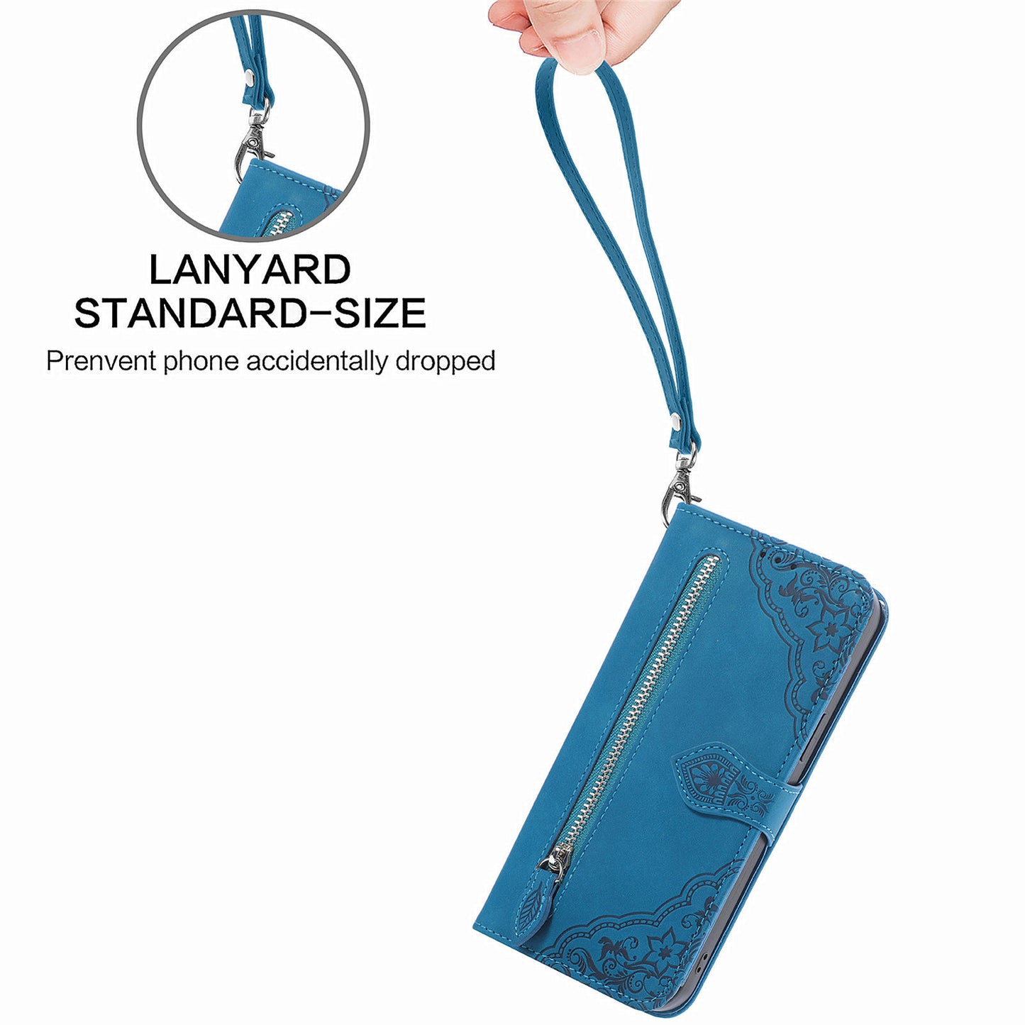 For Samsung Galaxy A13 4G Folio Flip Imprinted Leather Phone Case Zipper Pocket Design Wallet Protector with Stand